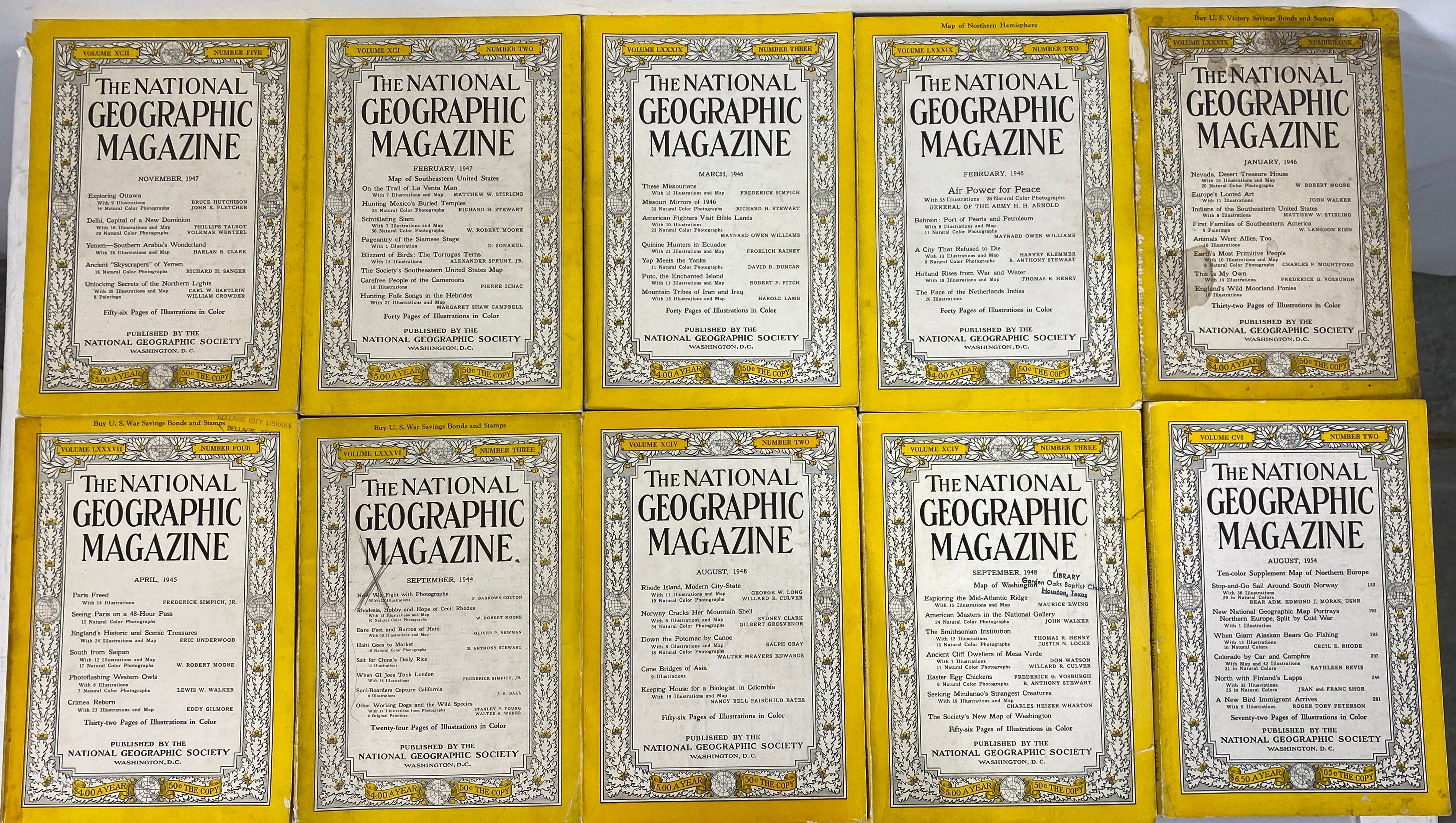Lot of 29 Vintage National Geographic Magazines 1927-1965 No Duplicates SC