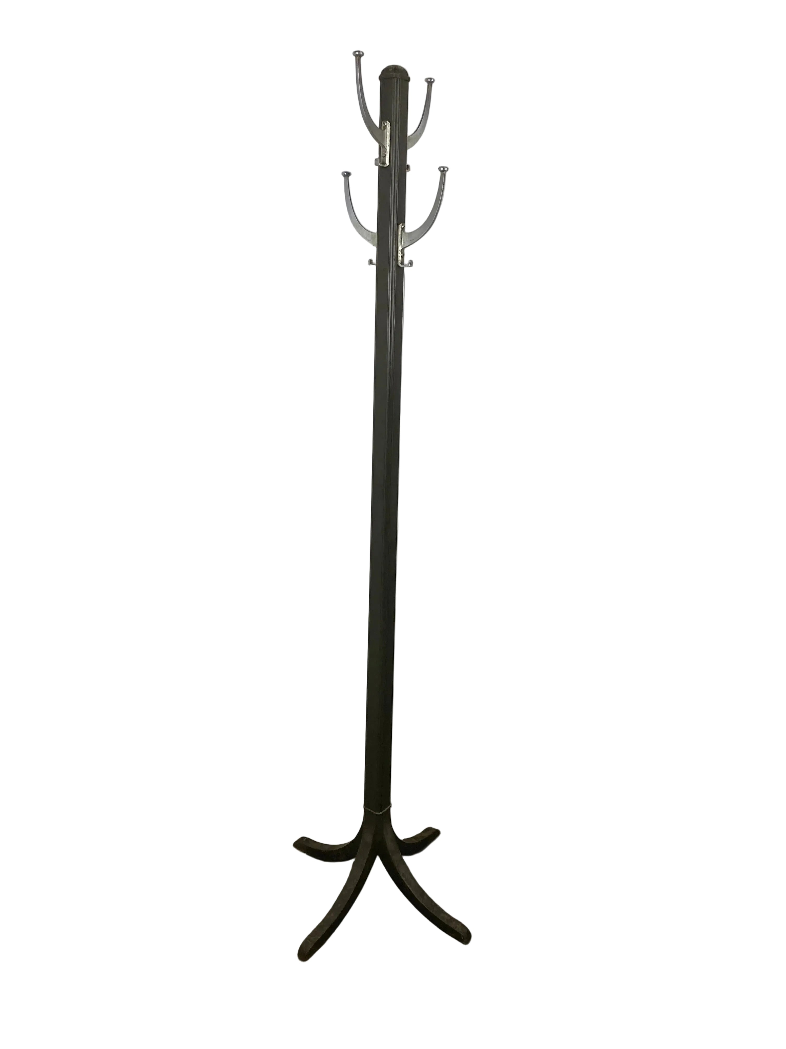 Metal Hall Tree Coat Rack 4 Large & 4 Small Hooks Freestanding - Dark Finish