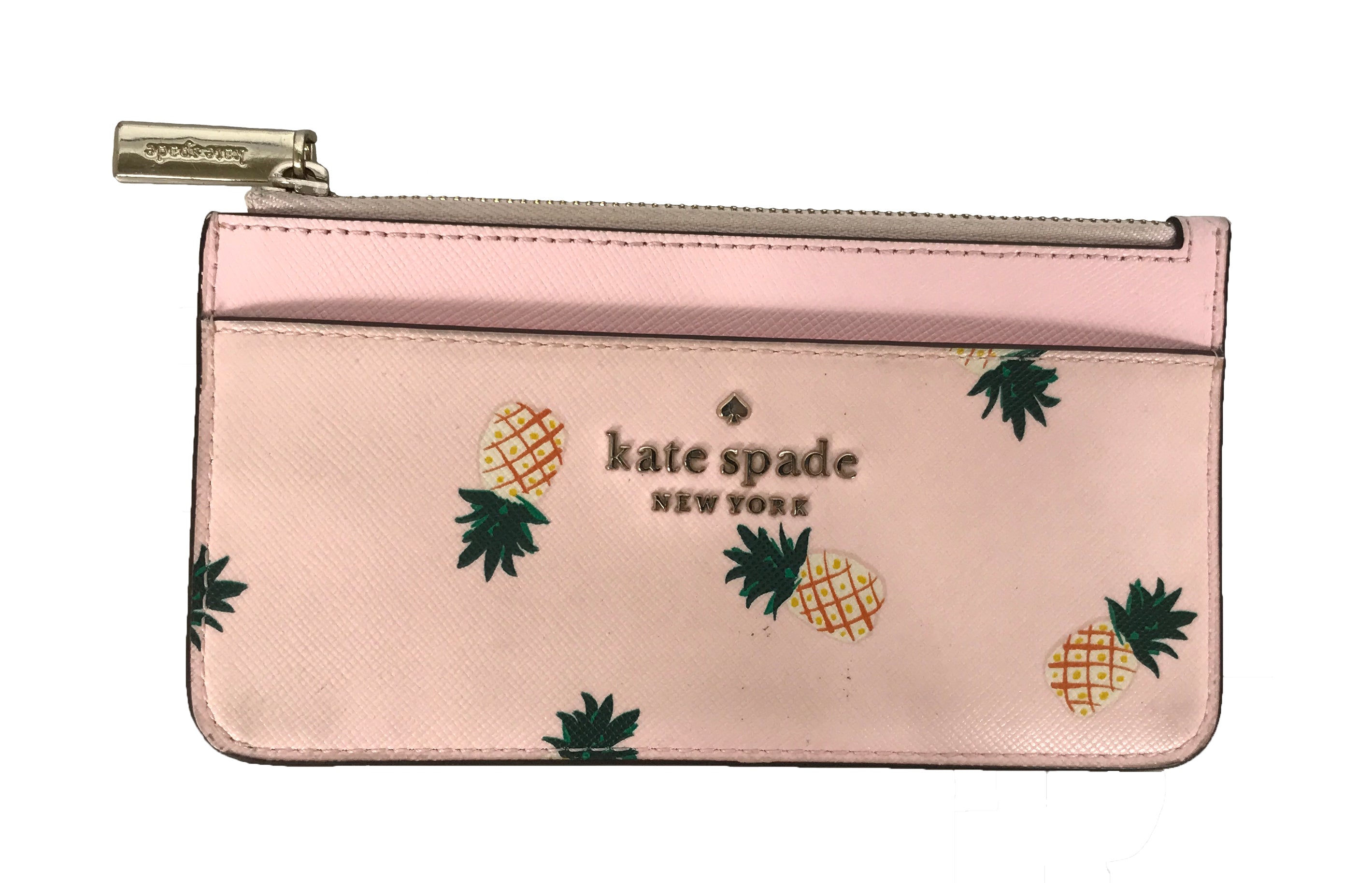 Kate Spade Pink Pineapple Print Slim Card Case Wallet