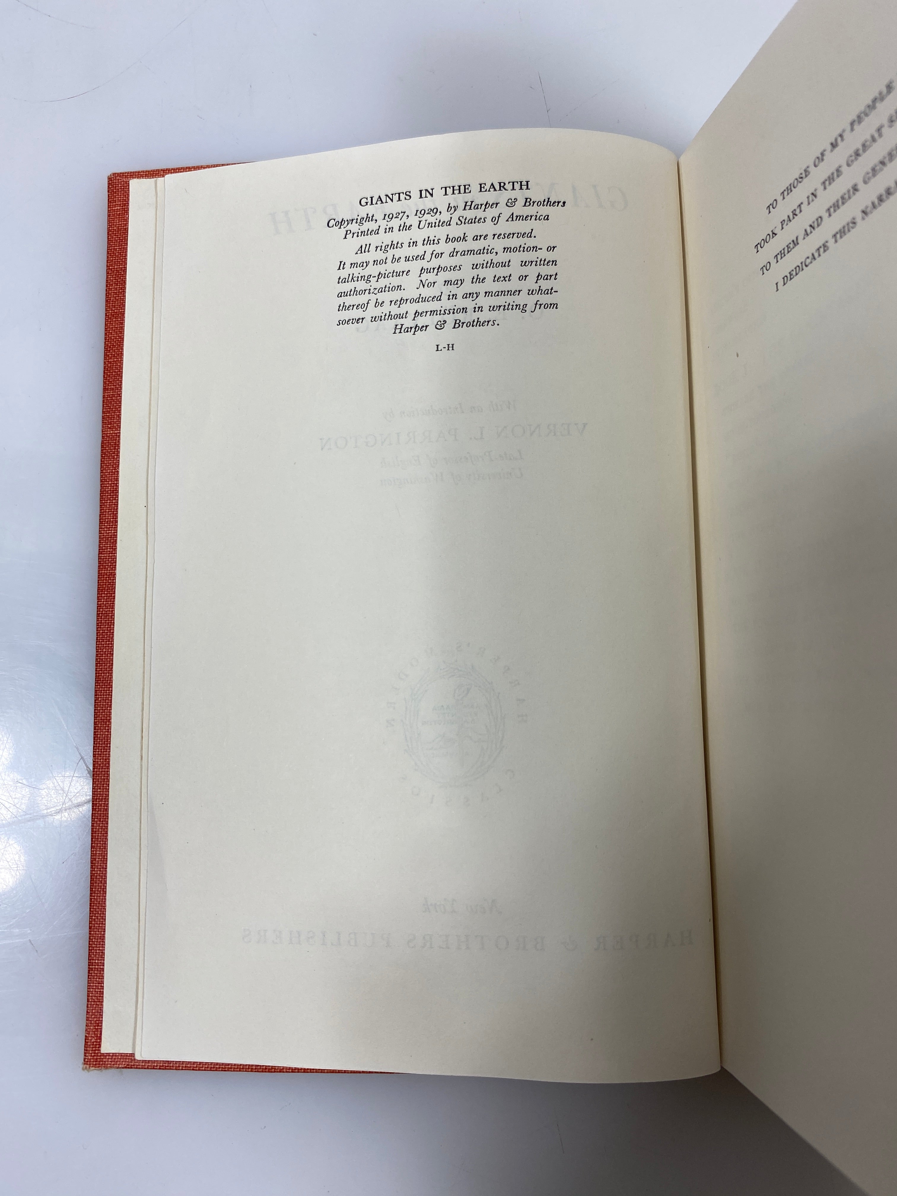 Giants in the Earth by O.E. Rolvaag 1929 HC