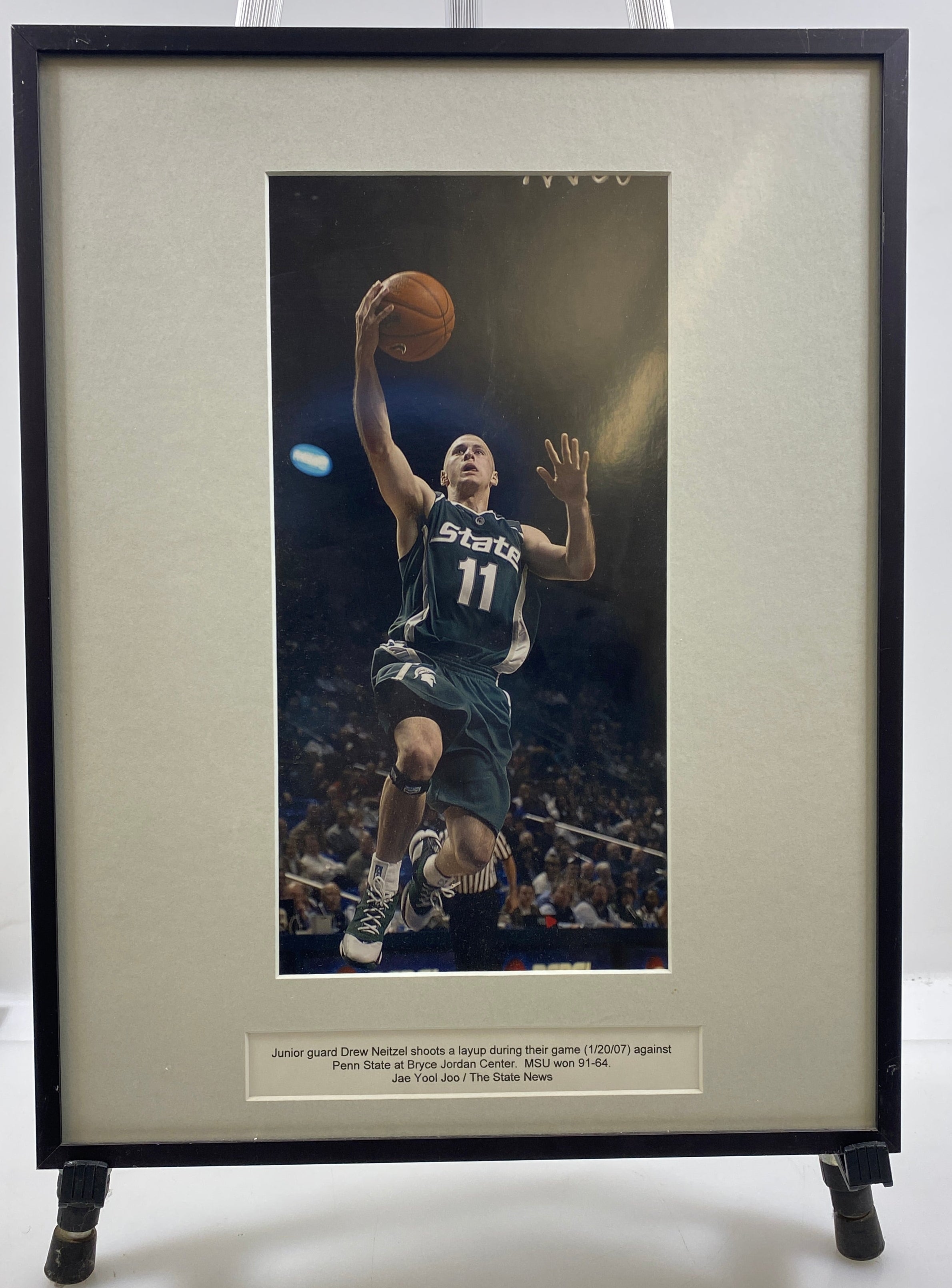Framed Michigan State Spartans Basketball Photo Print Drew Neitzel vs Penn State Jae Yool Joo