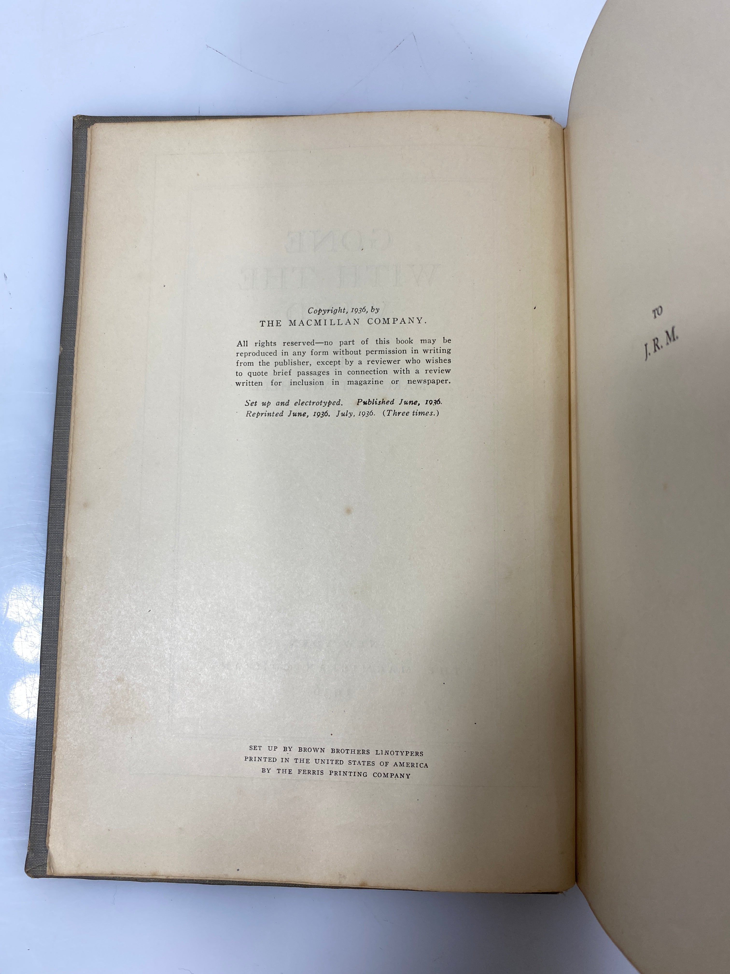 Gone with the Wind by Margaret Mitchell 1936 HC