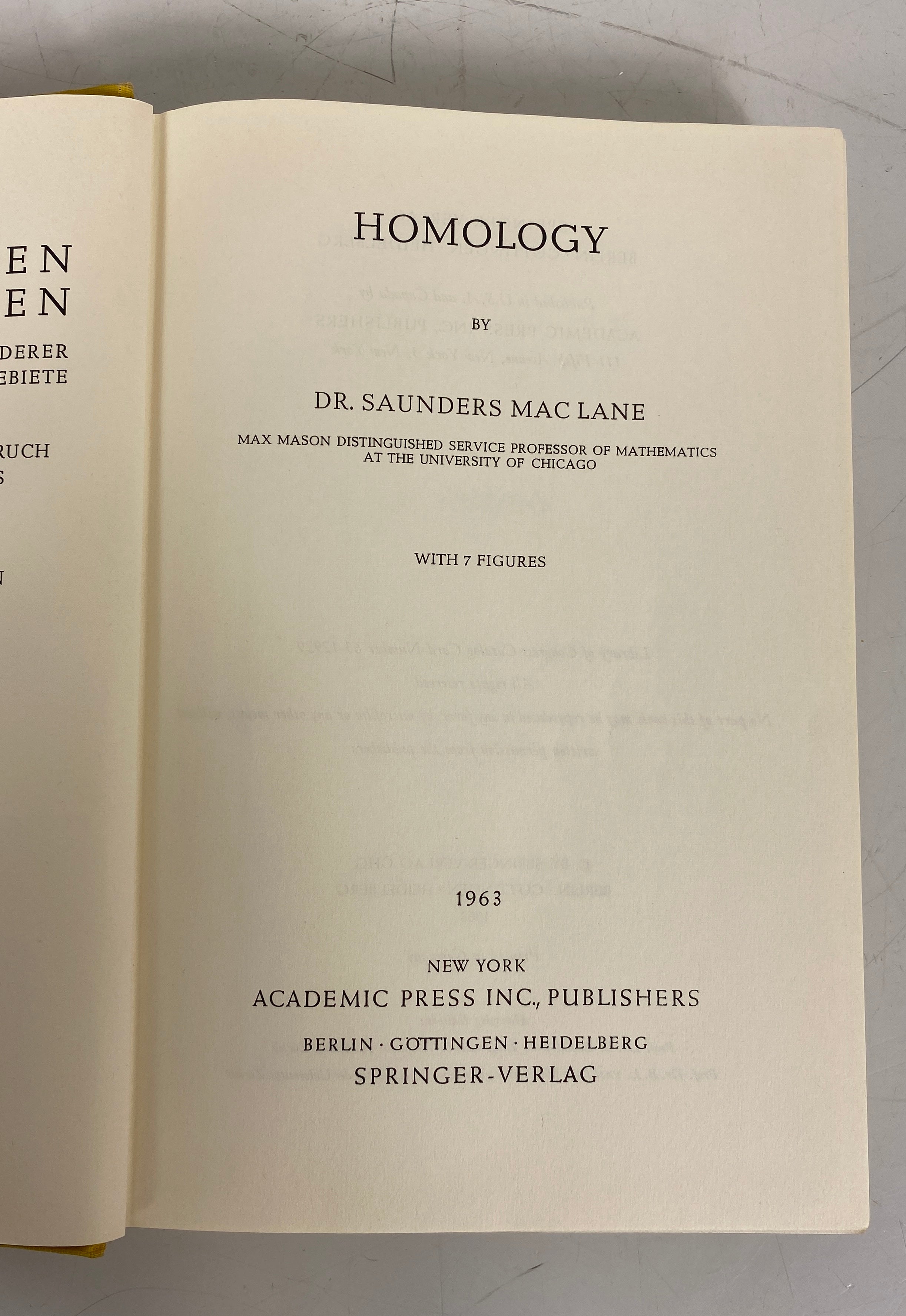 Lot of 2: Homology (MacLane)/Rings & Homology (Jans) 1963-64 HC