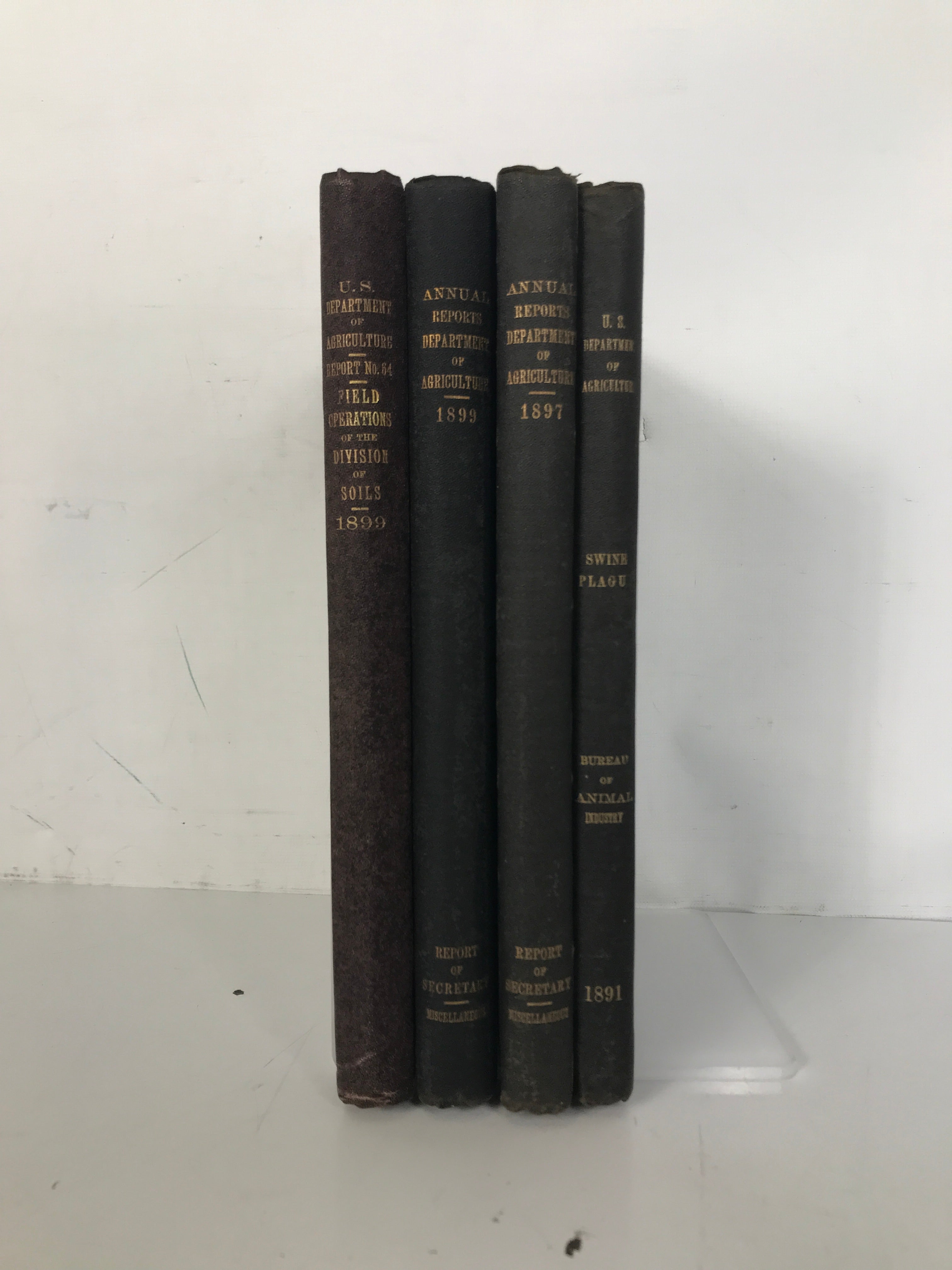 Lot of 4 Antique U.S. Department of Agriculture Reports 1891-1900 HC