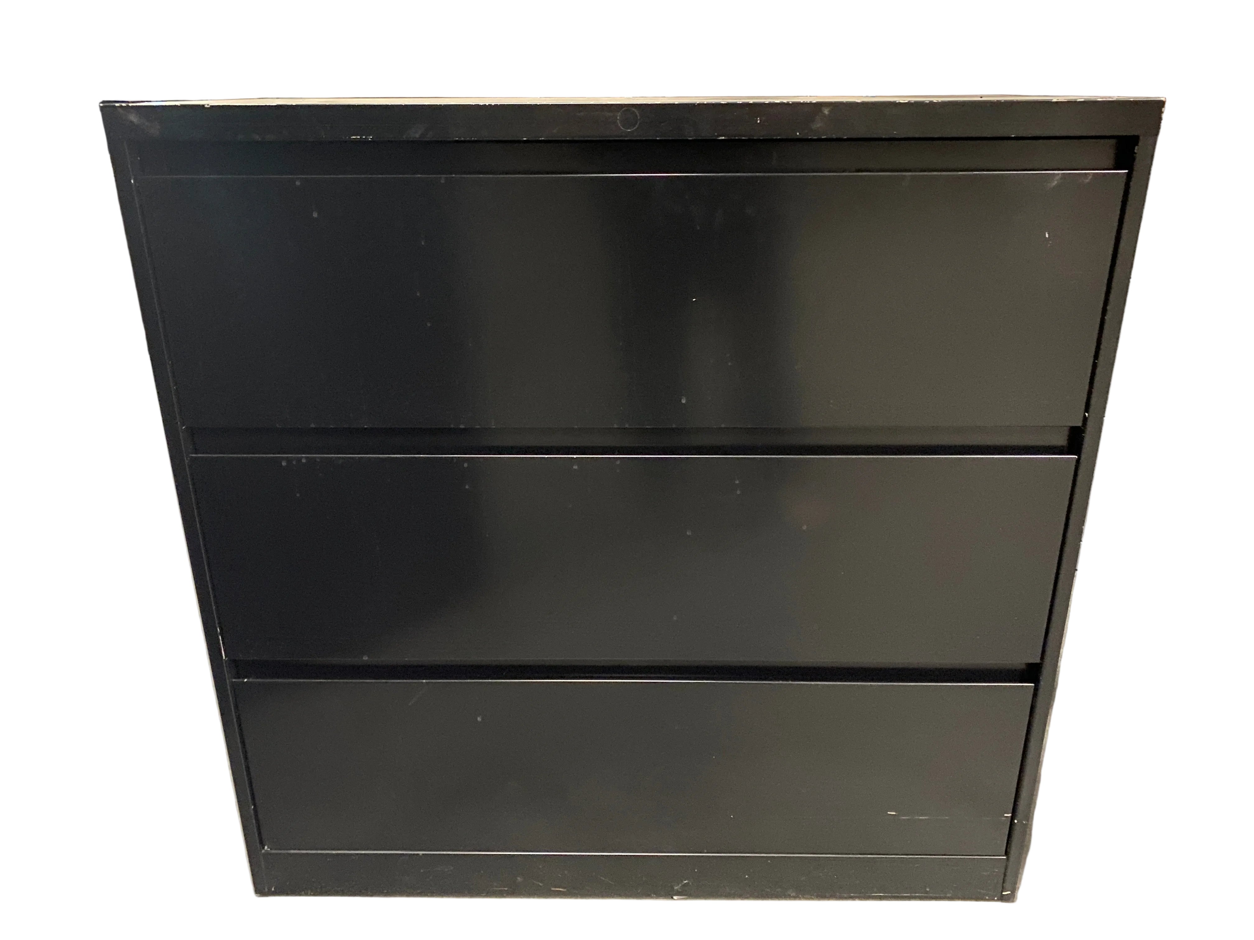 Black Metal Office 3 Drawer Filing Cabinet