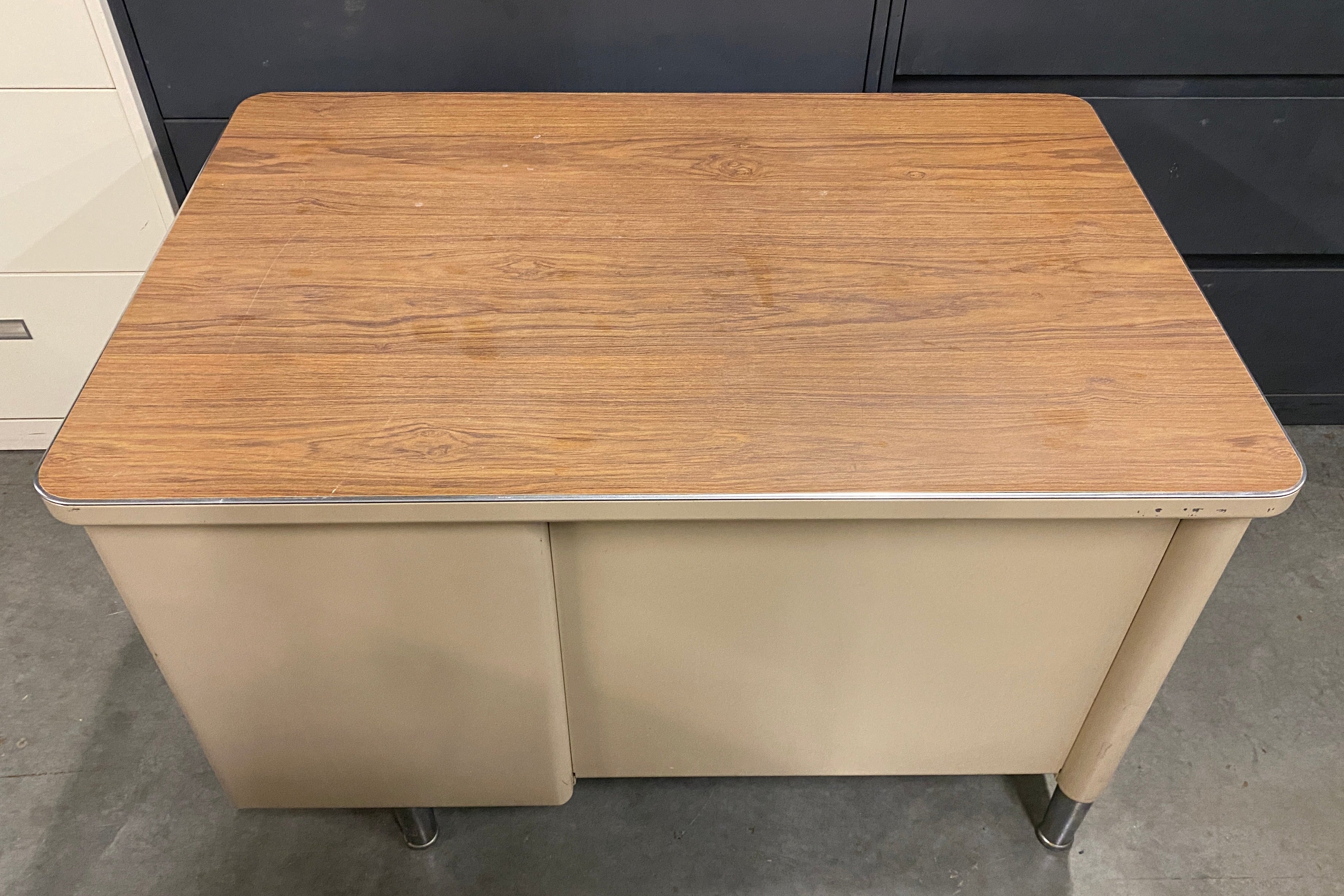 Steelcase Tan 3 Drawer Tanker Desk