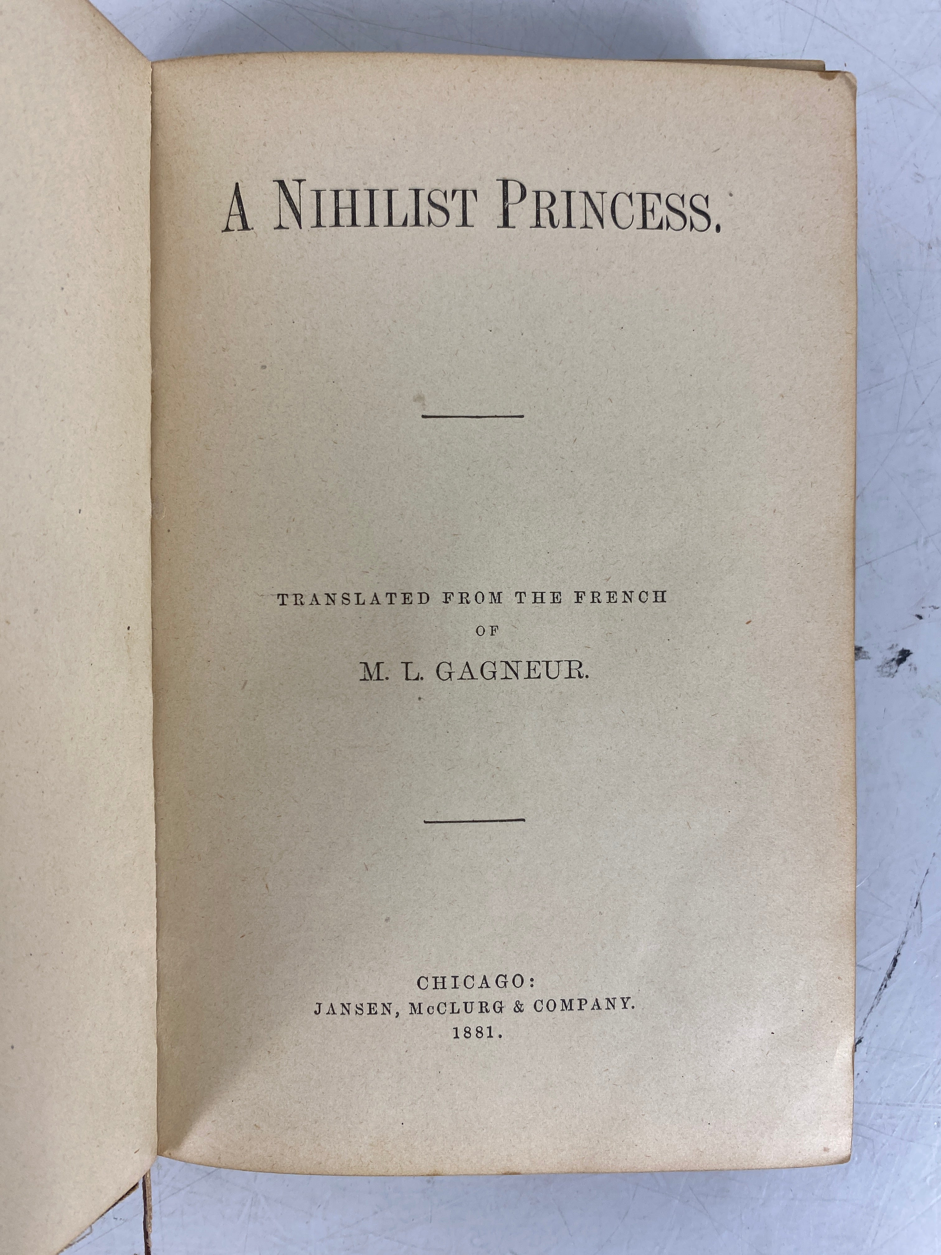 A Nihilist Princess by M.L. Gagneur 1881 Antique HC