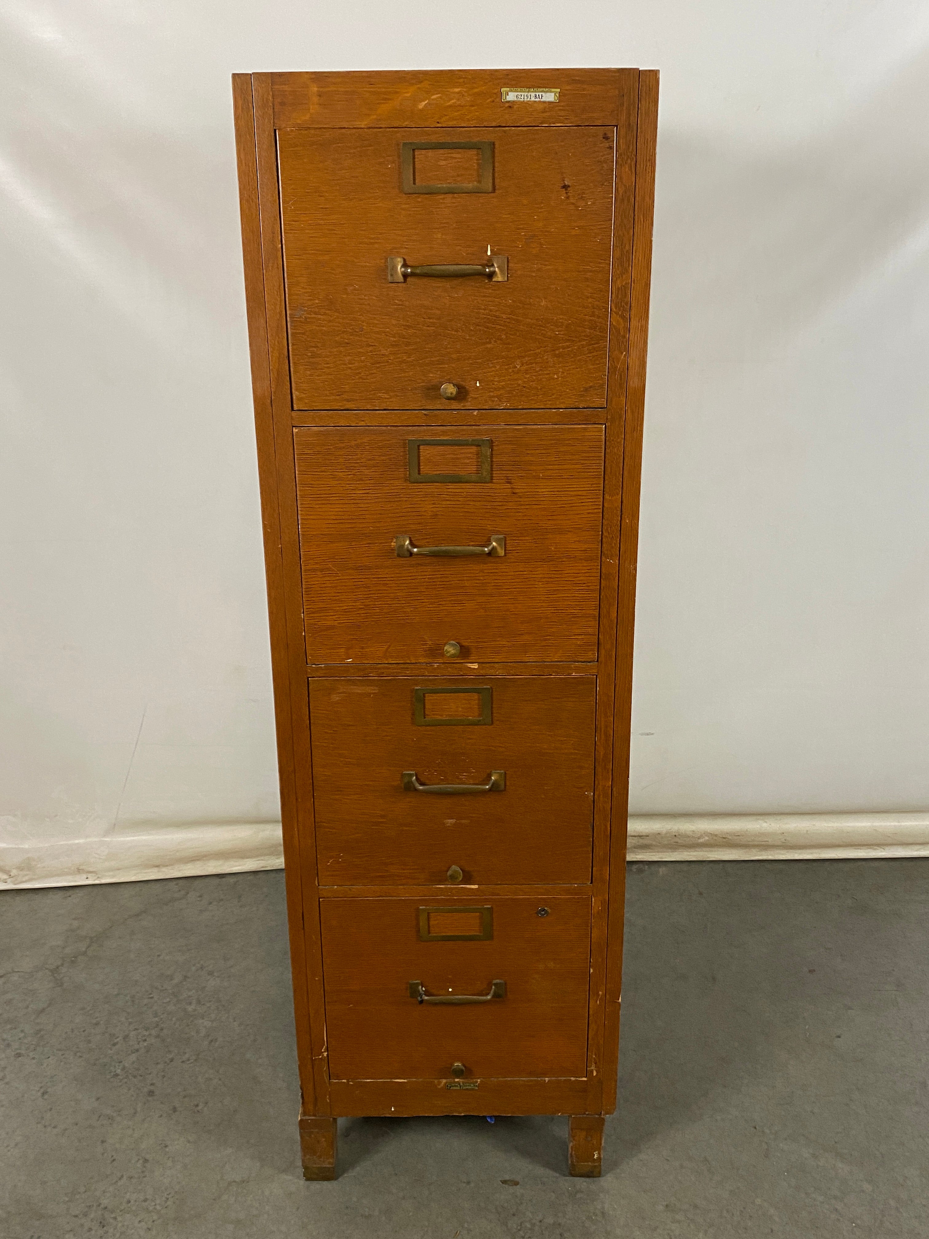 The Globe-Wernicke Co. Light Oak G-25 Wooden Filing Cabinet