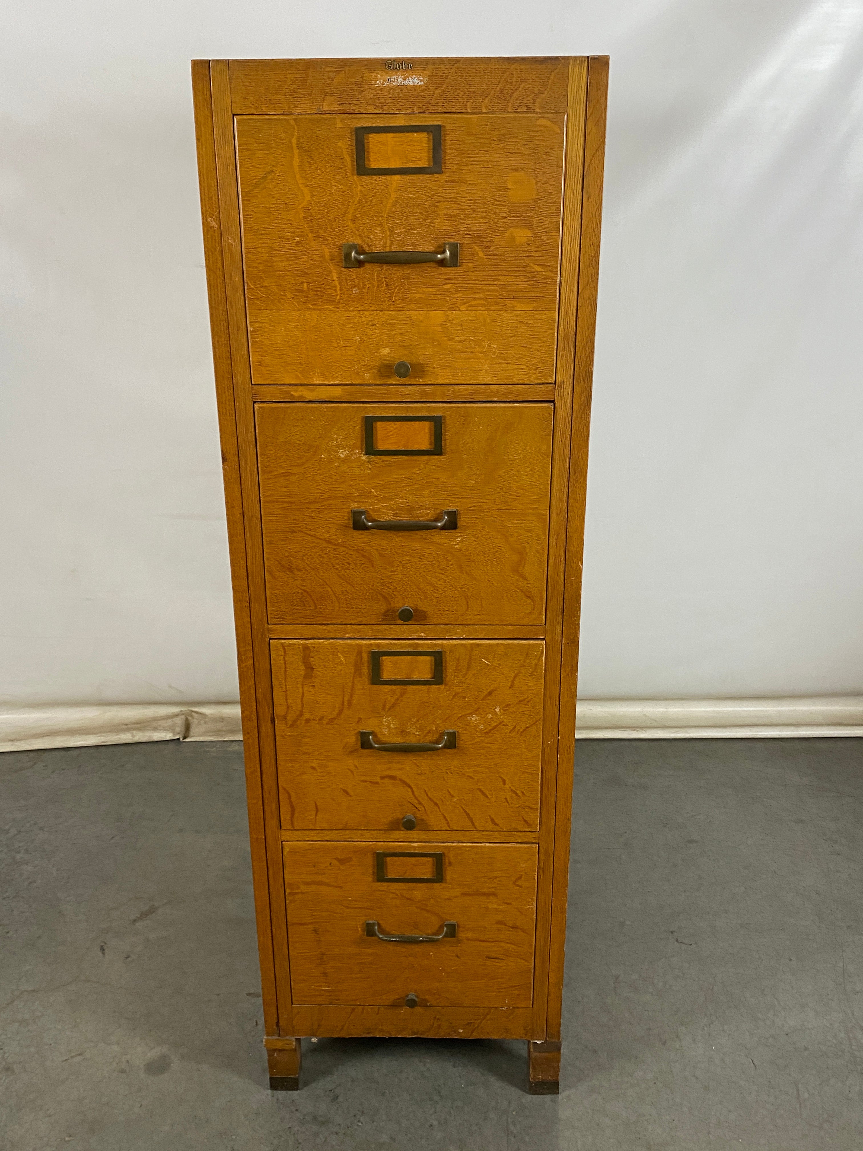 The Globe-Wernicke Co. Oak G-25 Wooden Filing Cabinet