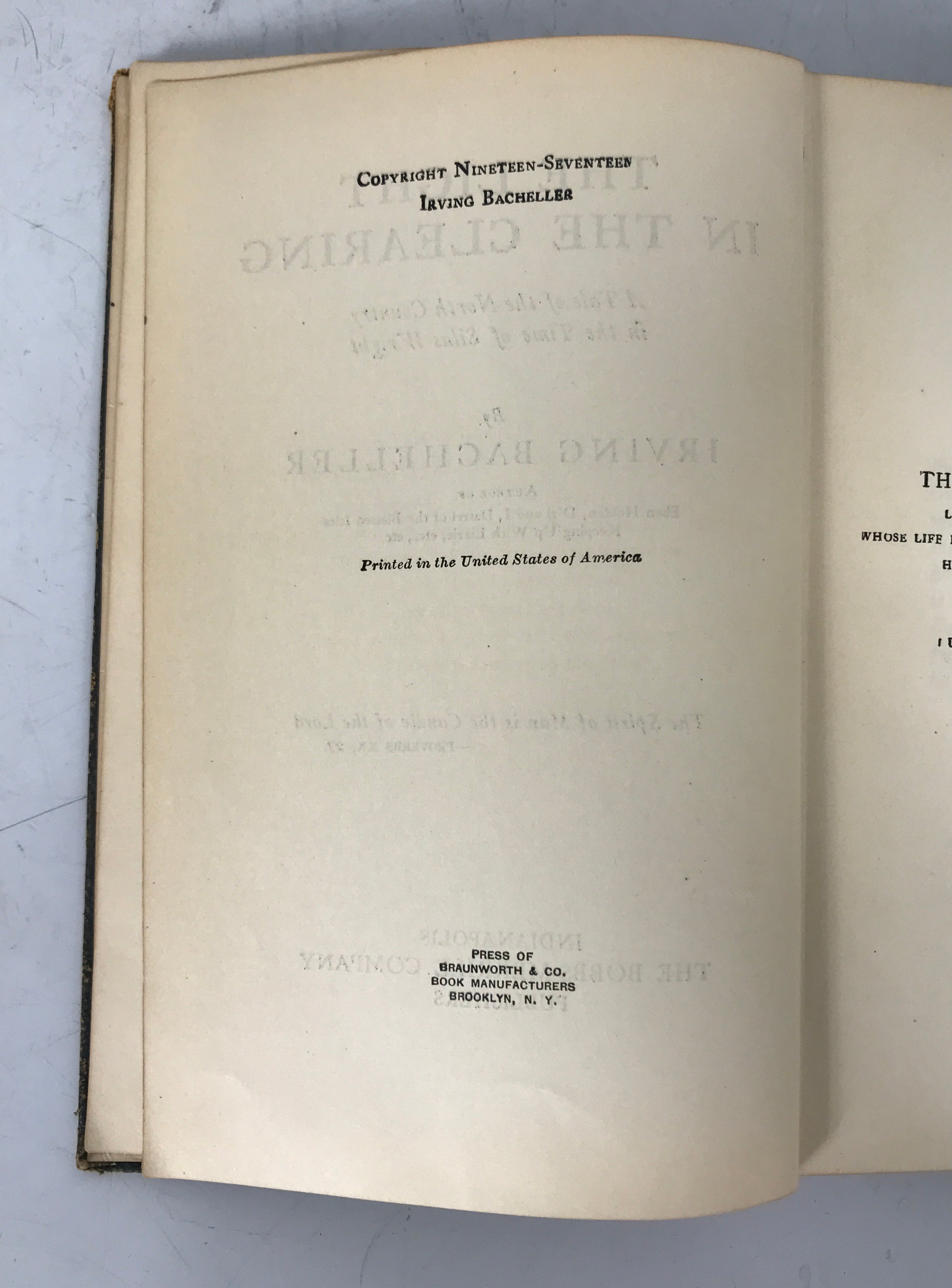 The Light in the Clearing by Irving Bacheller 1917 Leather Wraps