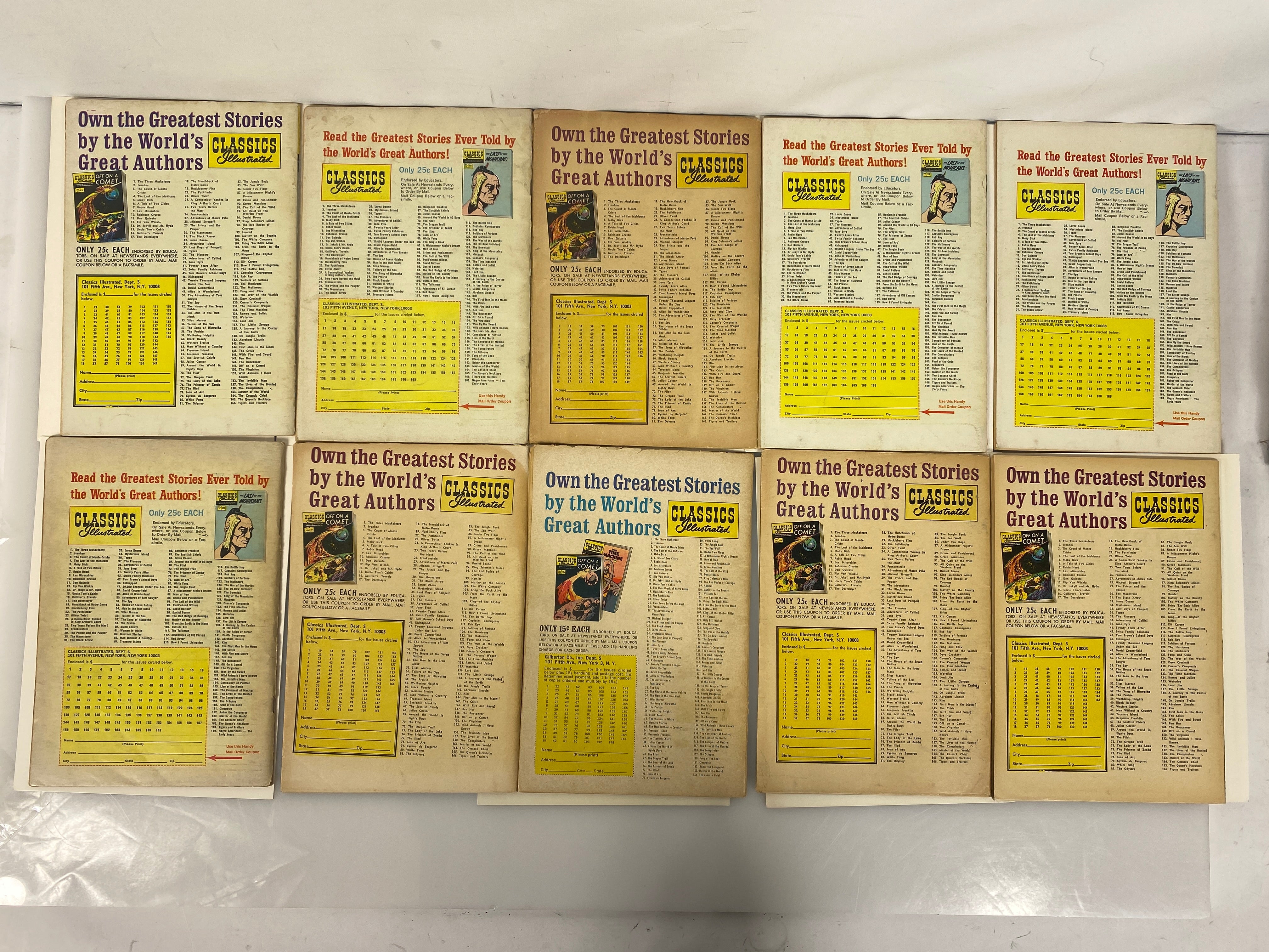 Lot of 10 Classics Illustrated Re-Issue painted covers 5-60 hrn164-169