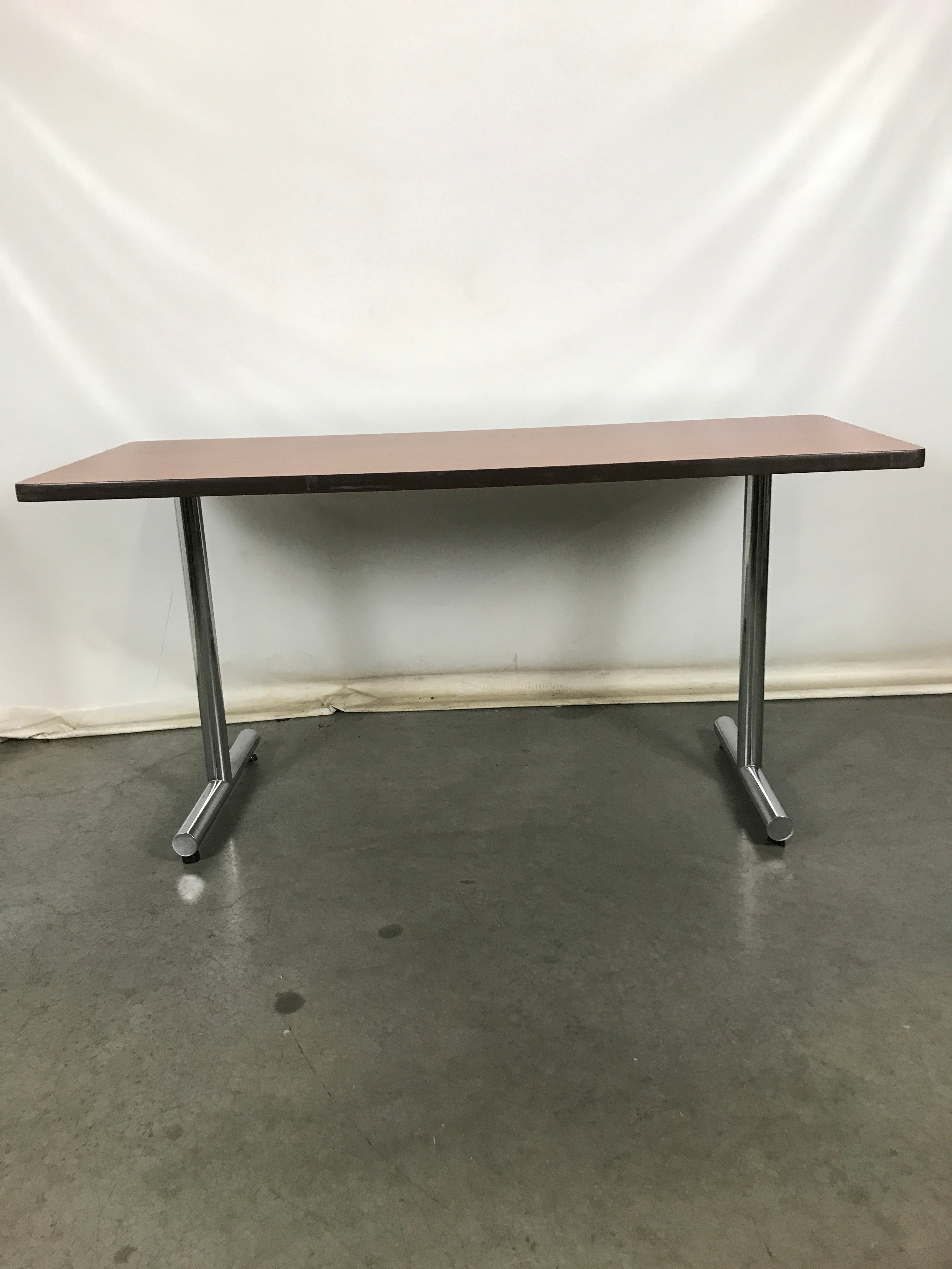 Wooden Table With Metal Base