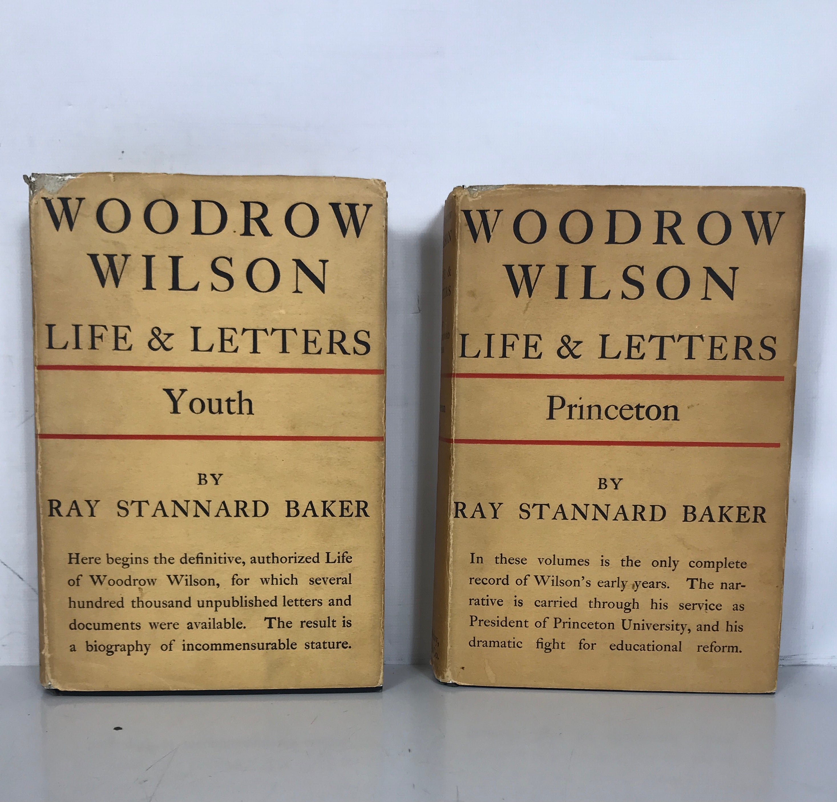 2 Vols: Woodrow Wilson Life & Letters Baker 1927 1st Ed HCDJ