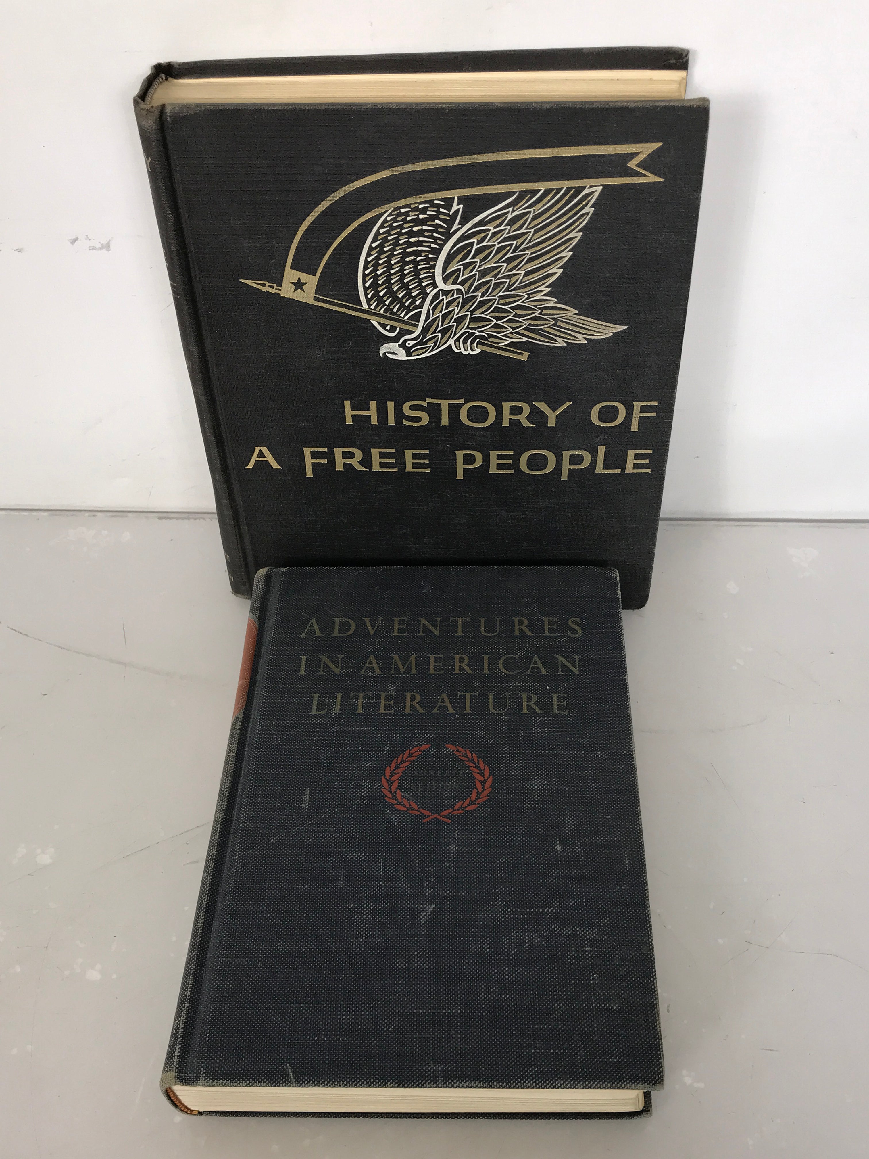 Lot of 2 Vintage Textbooks: History of a Free People by Bragdon and McCutchen (1964) and Adventures in American Literature by Fuller and Kinnick (1963) HC