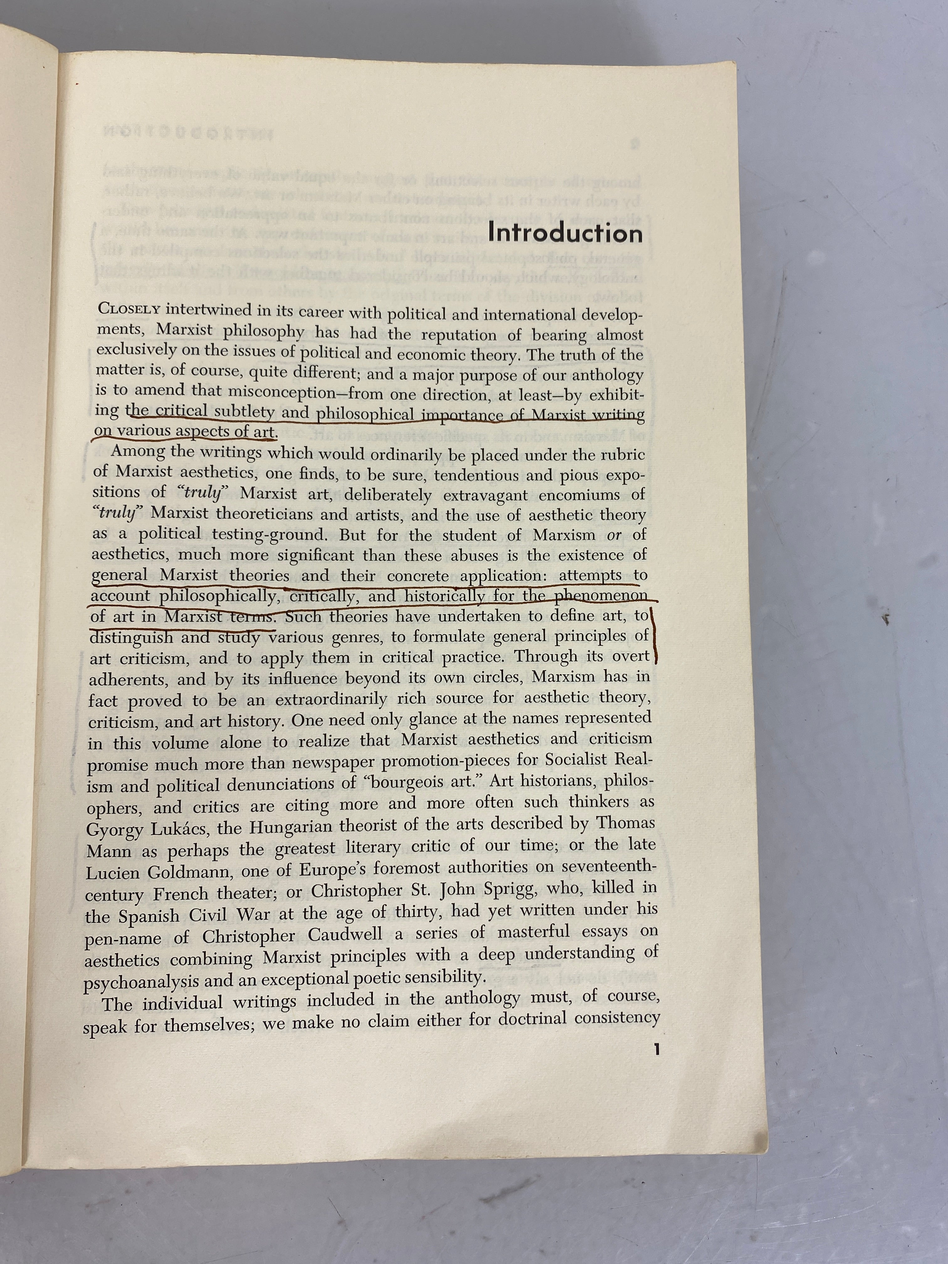 Marxism & Art Writings in Aesthetics and Criticism by Lang and Williams 1972 SC