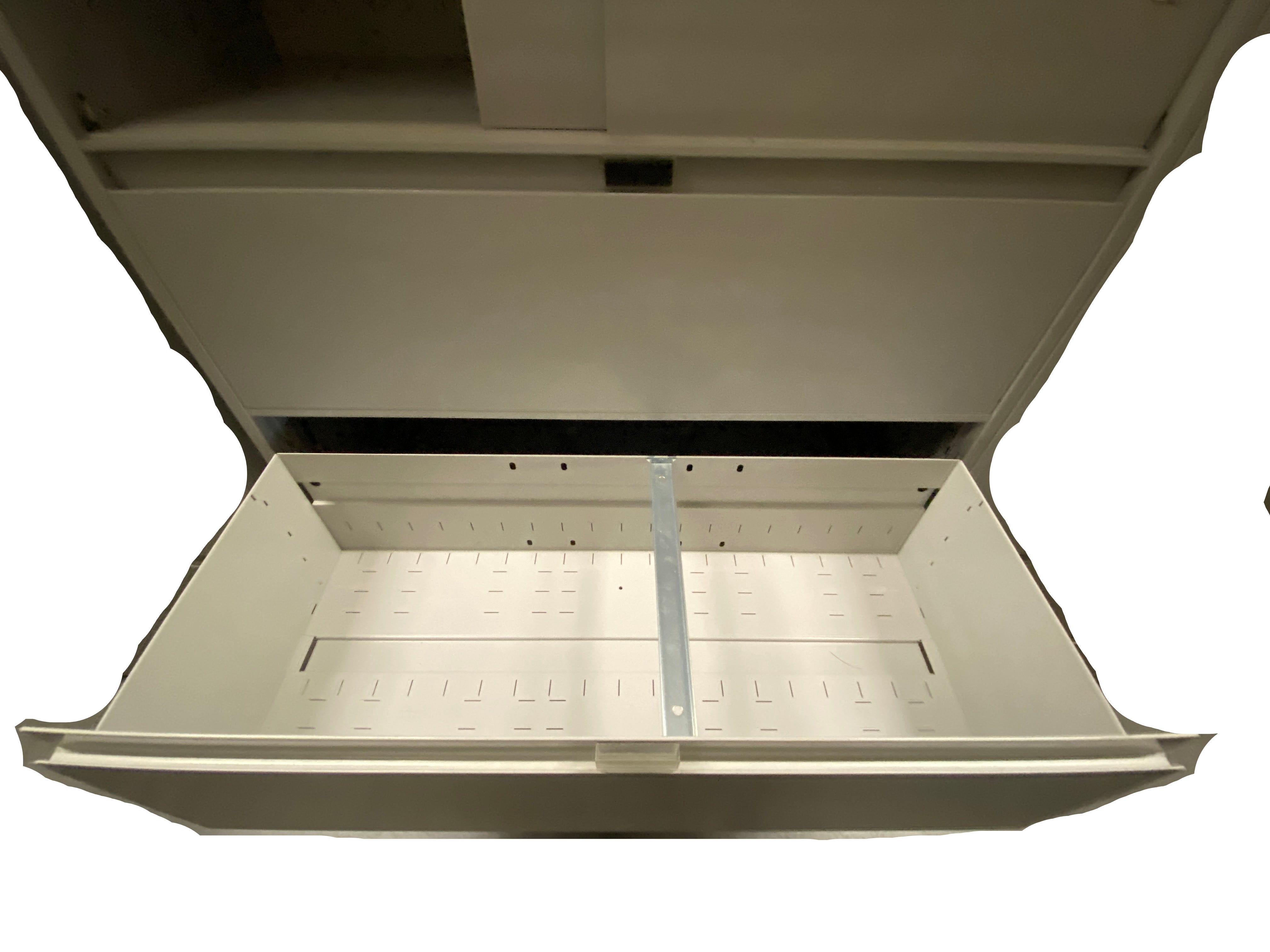 Steelcase Grey Metal Office 4 Drawer Sliding Door Compartment Filing Cabinet
