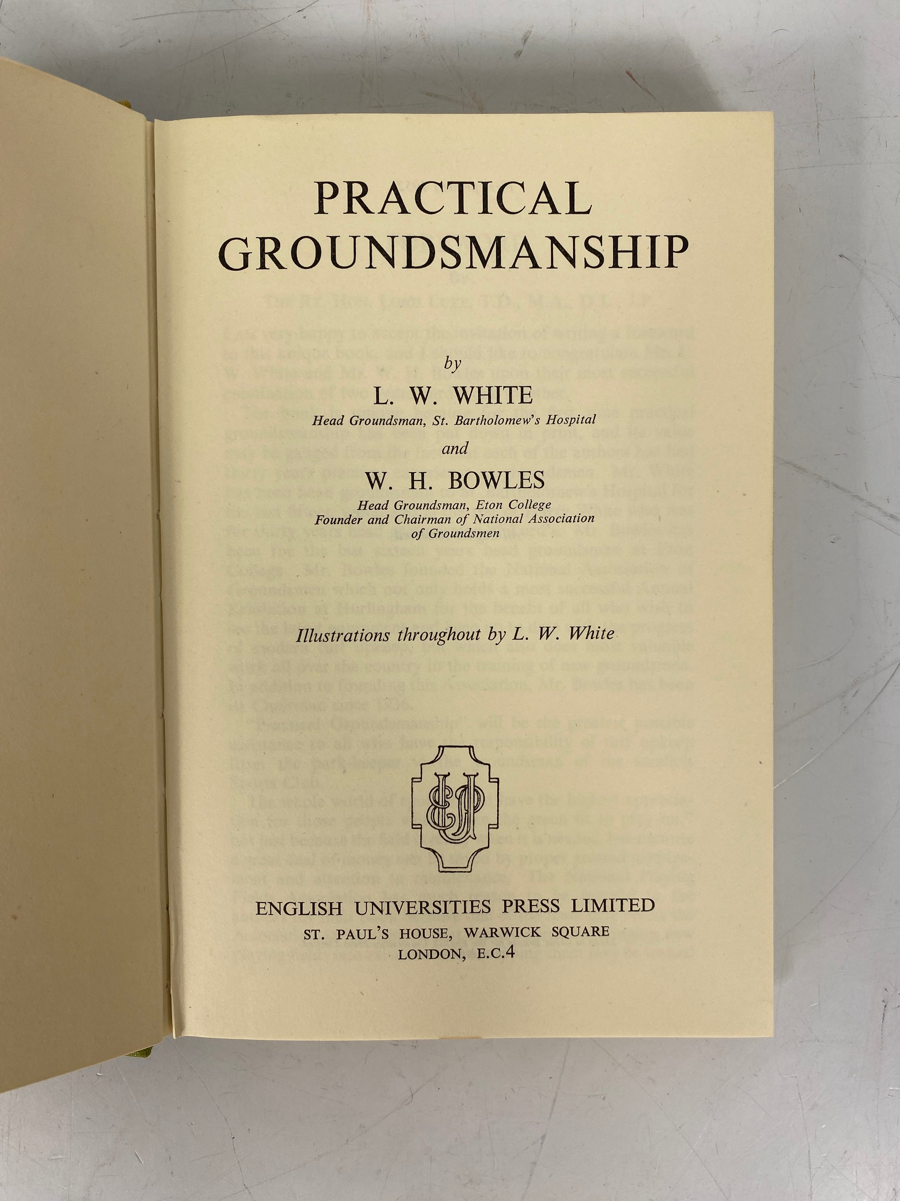 Practical Groundsmanship White/Bowles 1952 1st Edition HC DJ