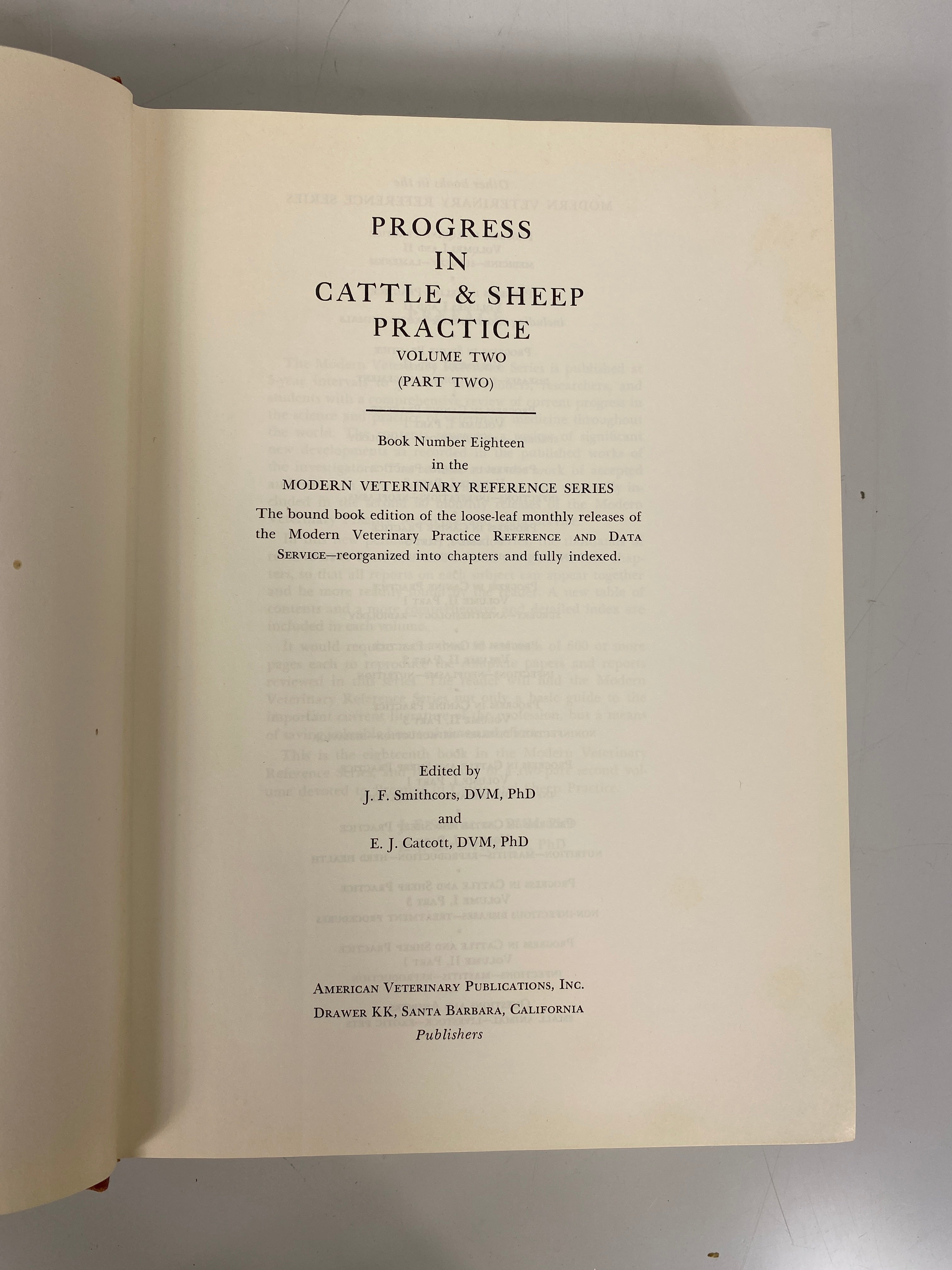 Lot of 3 Modern Veterinary Series: Bovine Medicine/Progress in Cattle & Sheep HC