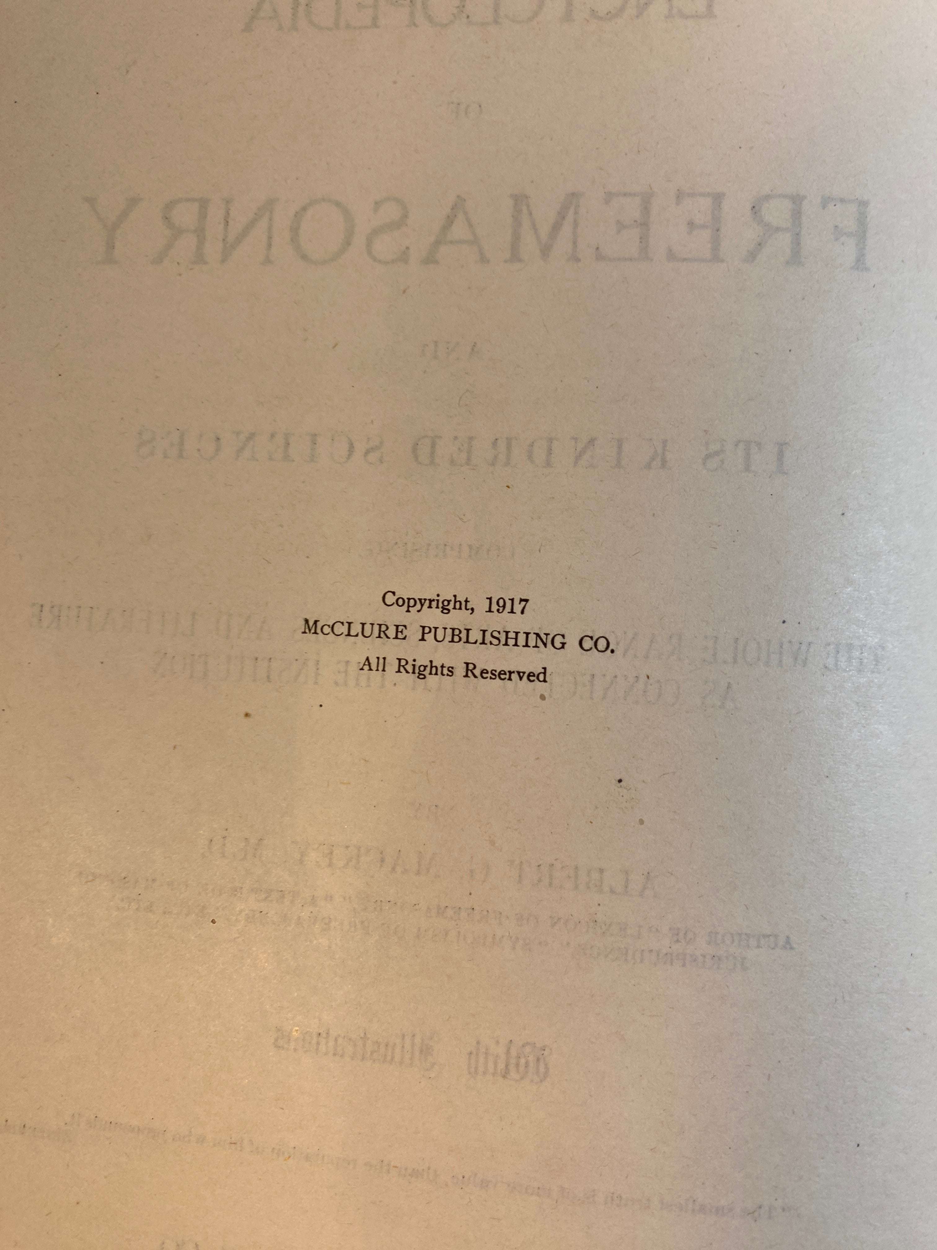 Encyclopedia of Freemasonry Albert Mackey 1917 HC