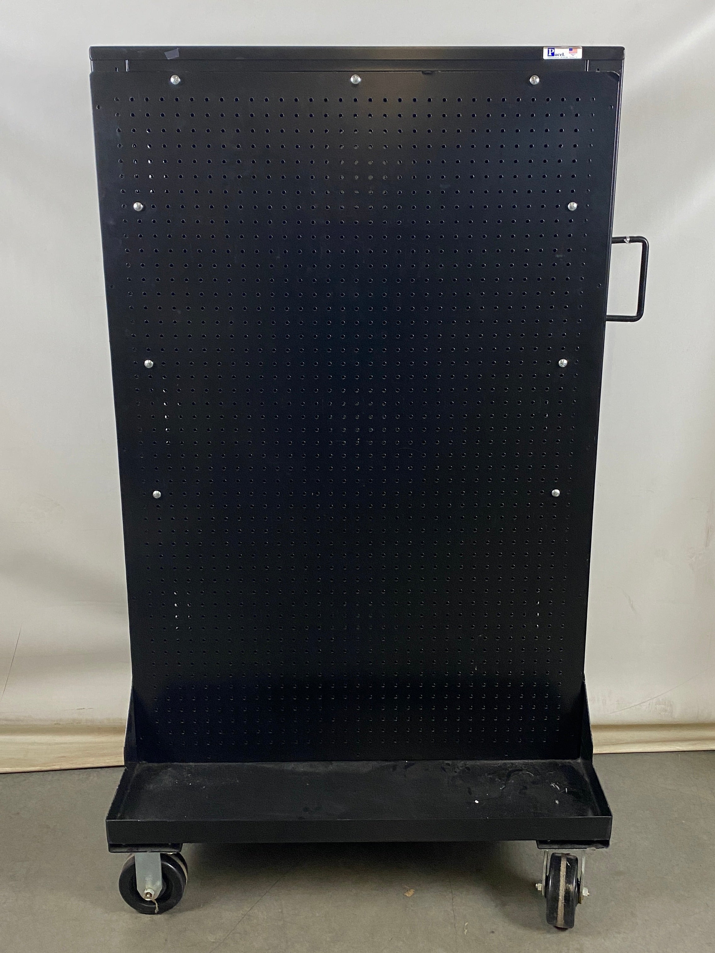Pucel Pegboard Cart With Bin And Hooks