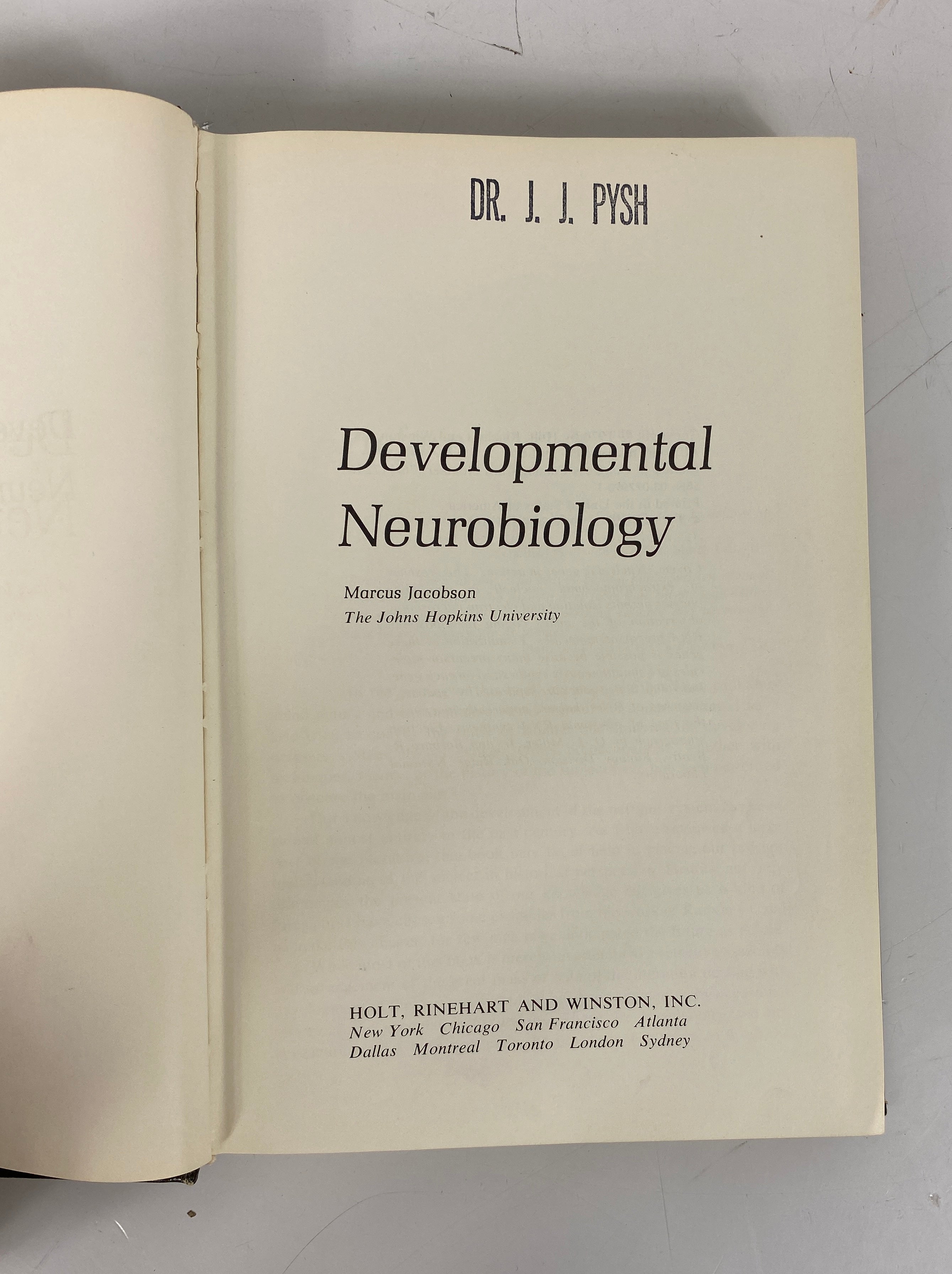 Developmental Neurobiology Marcus Jacobson 1970 HC