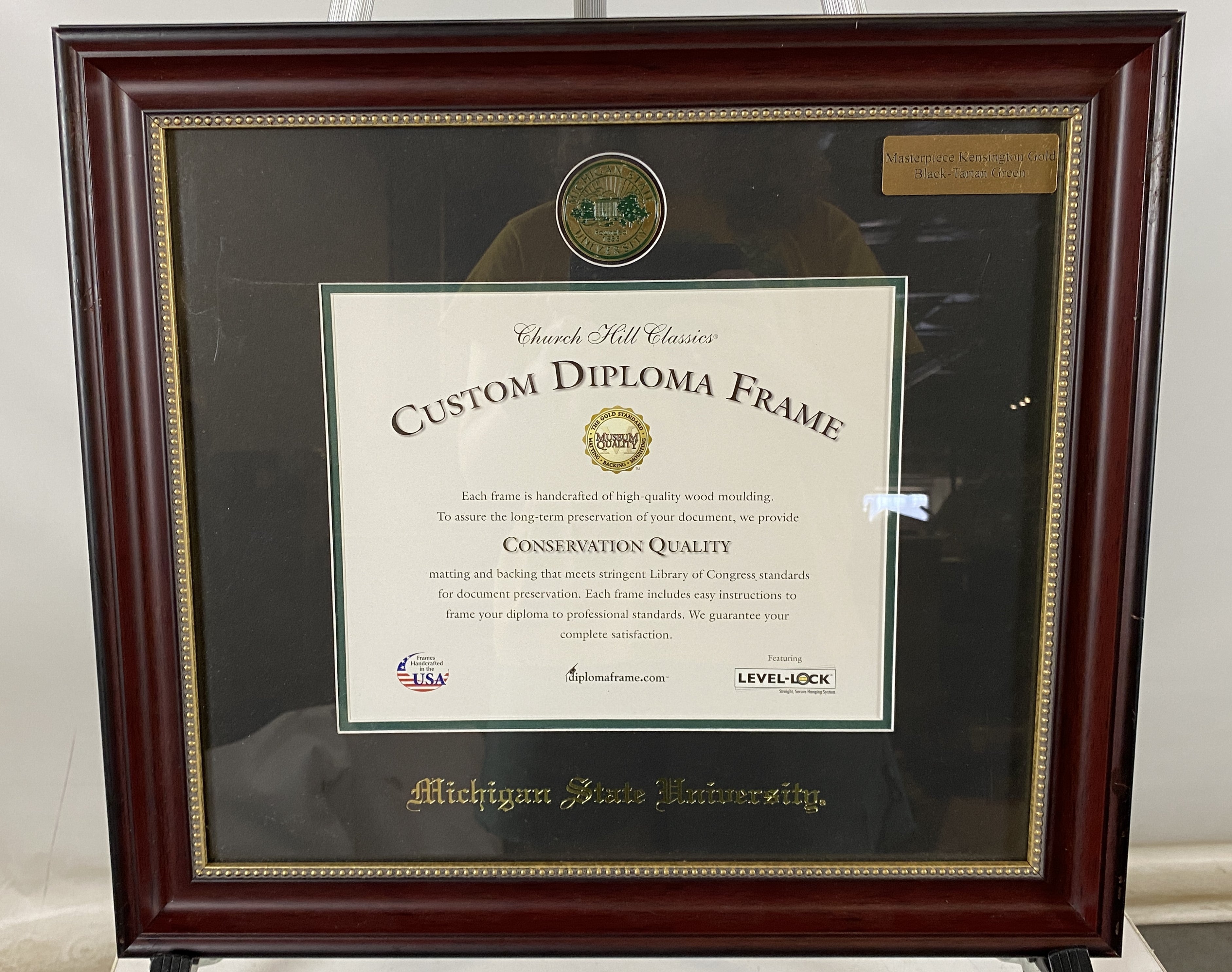 Church Hill Classics Custom MSU Wooden Diploma Frame w/ Black Mat