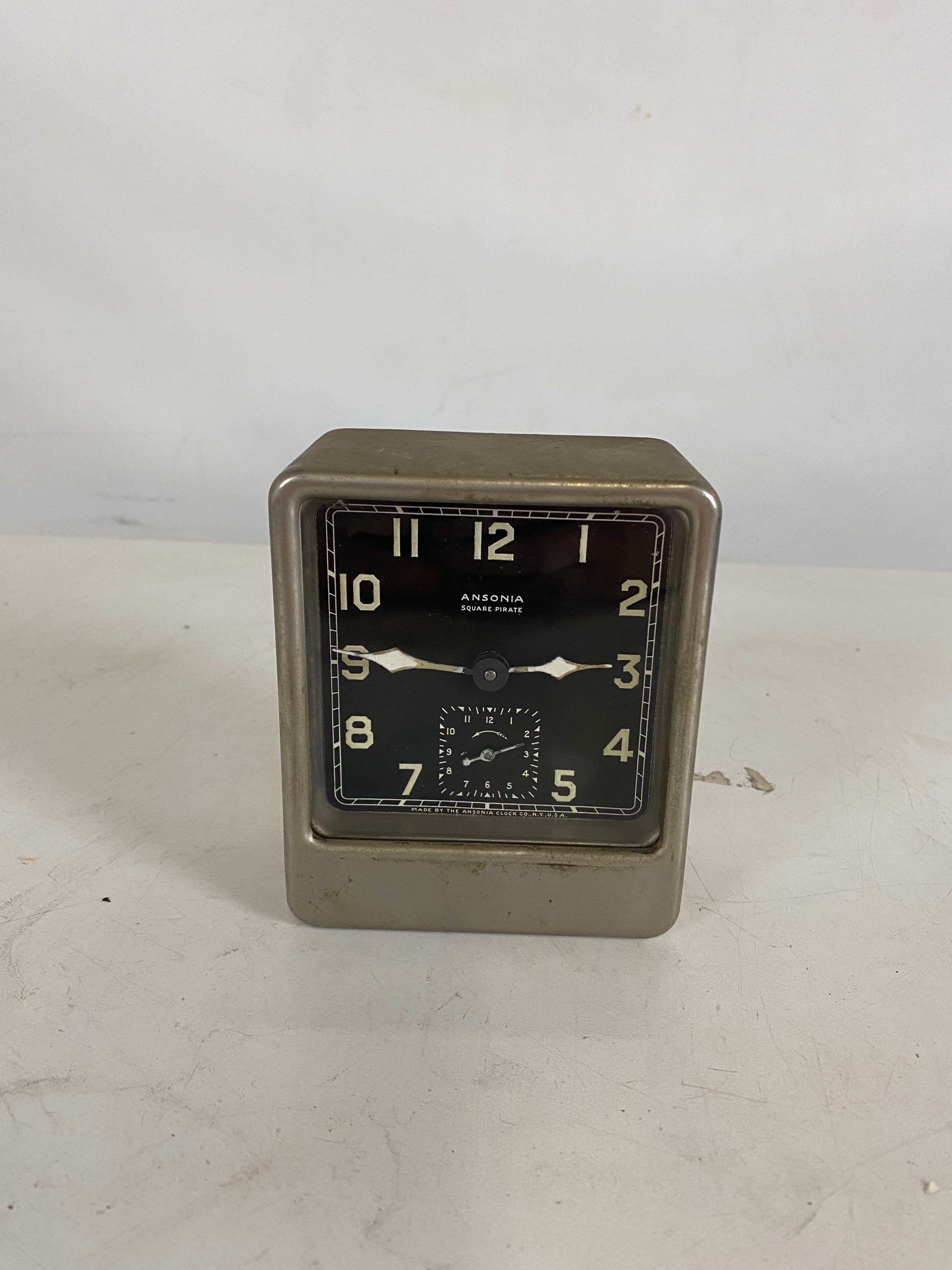 Vintage Ansonia "Square Pirate" Alarm Clock