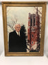 Framed Portrait of MSU President John Hannah and Beaumont Tower