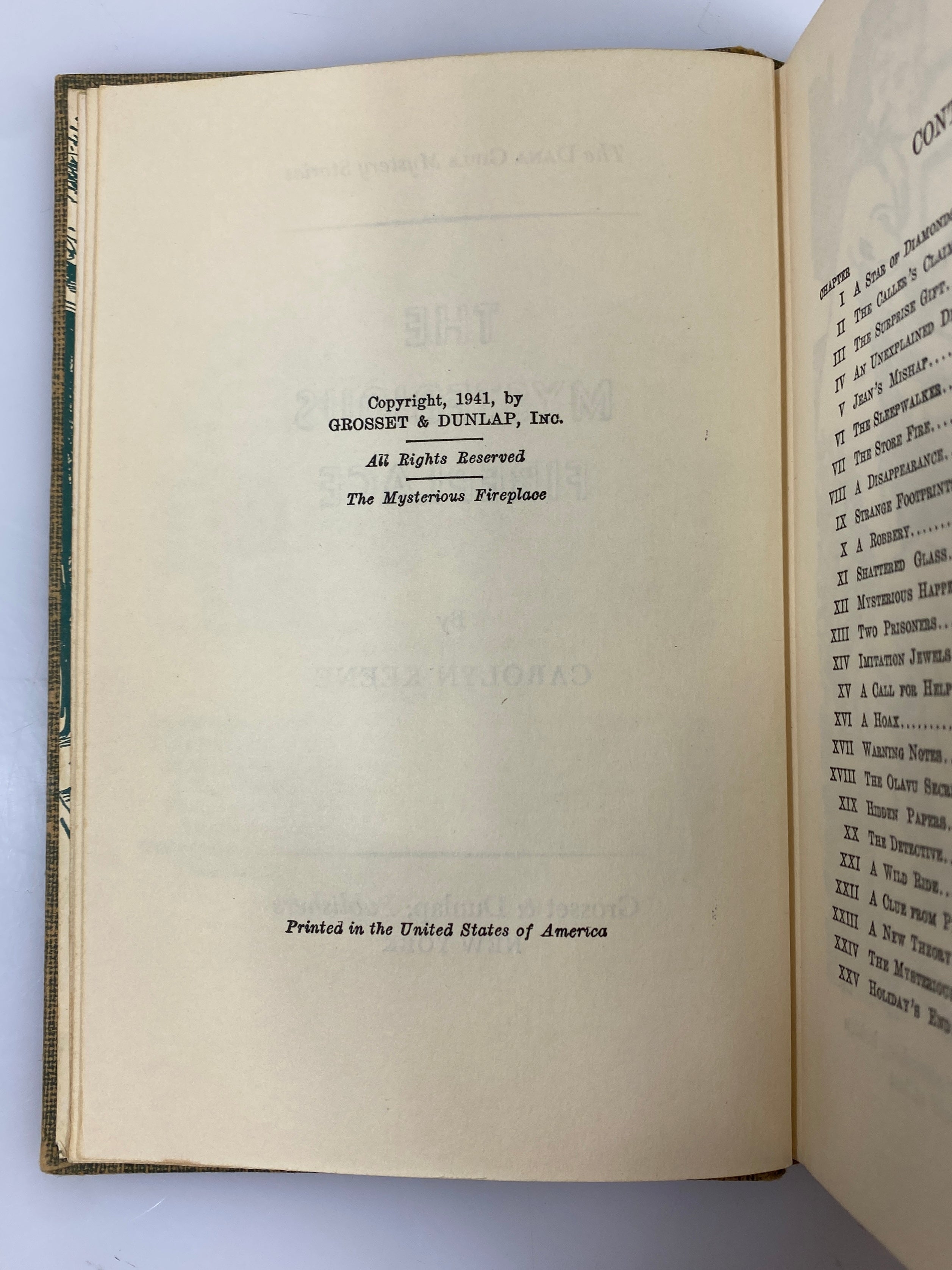 The Mysterious Fireplace by Carolyn Keene 1941 HC