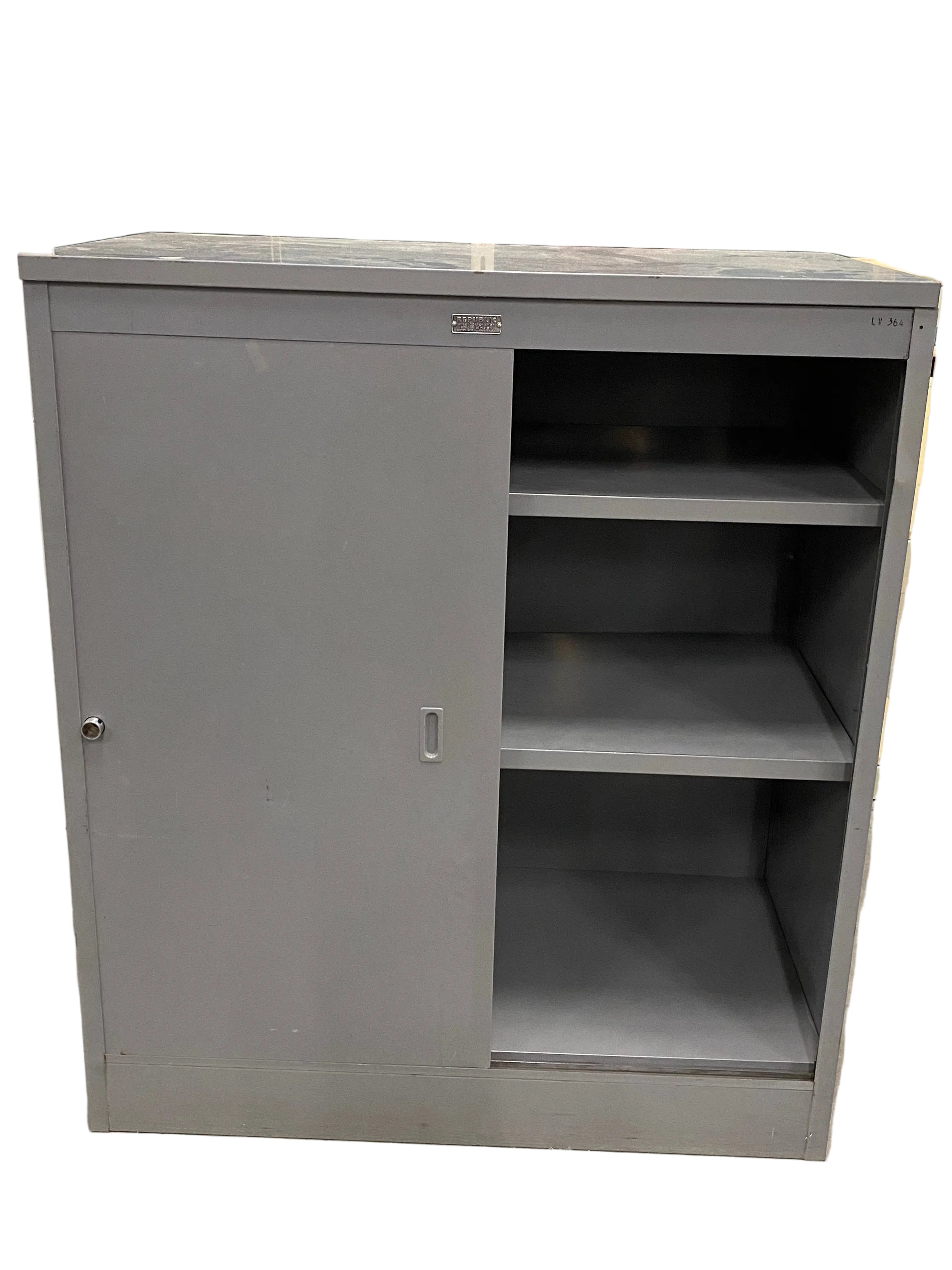 Republic Steel Dark Grey 3 Tier Sliding Door Cabinet