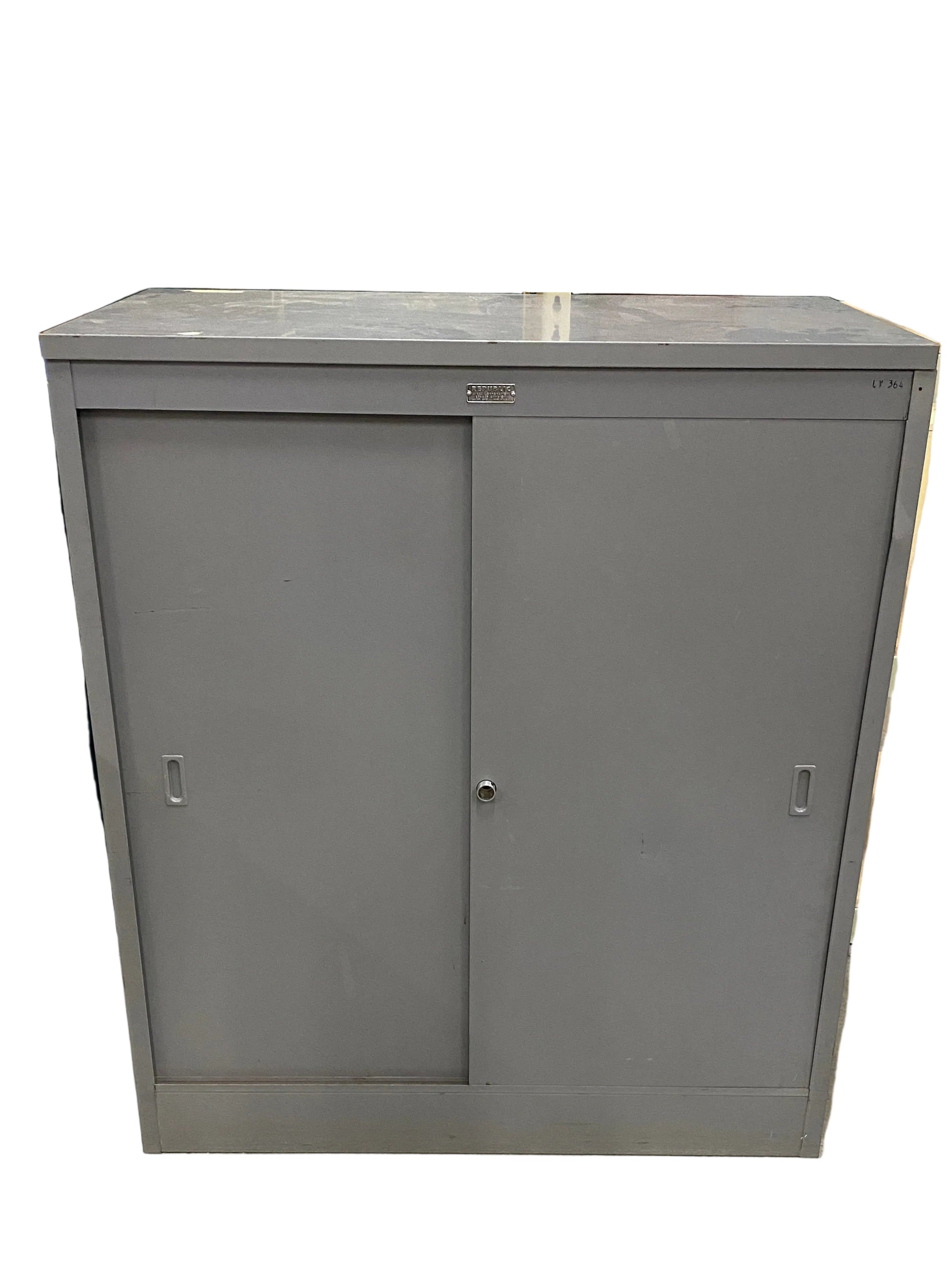 Republic Steel Dark Grey 3 Tier Sliding Door Cabinet