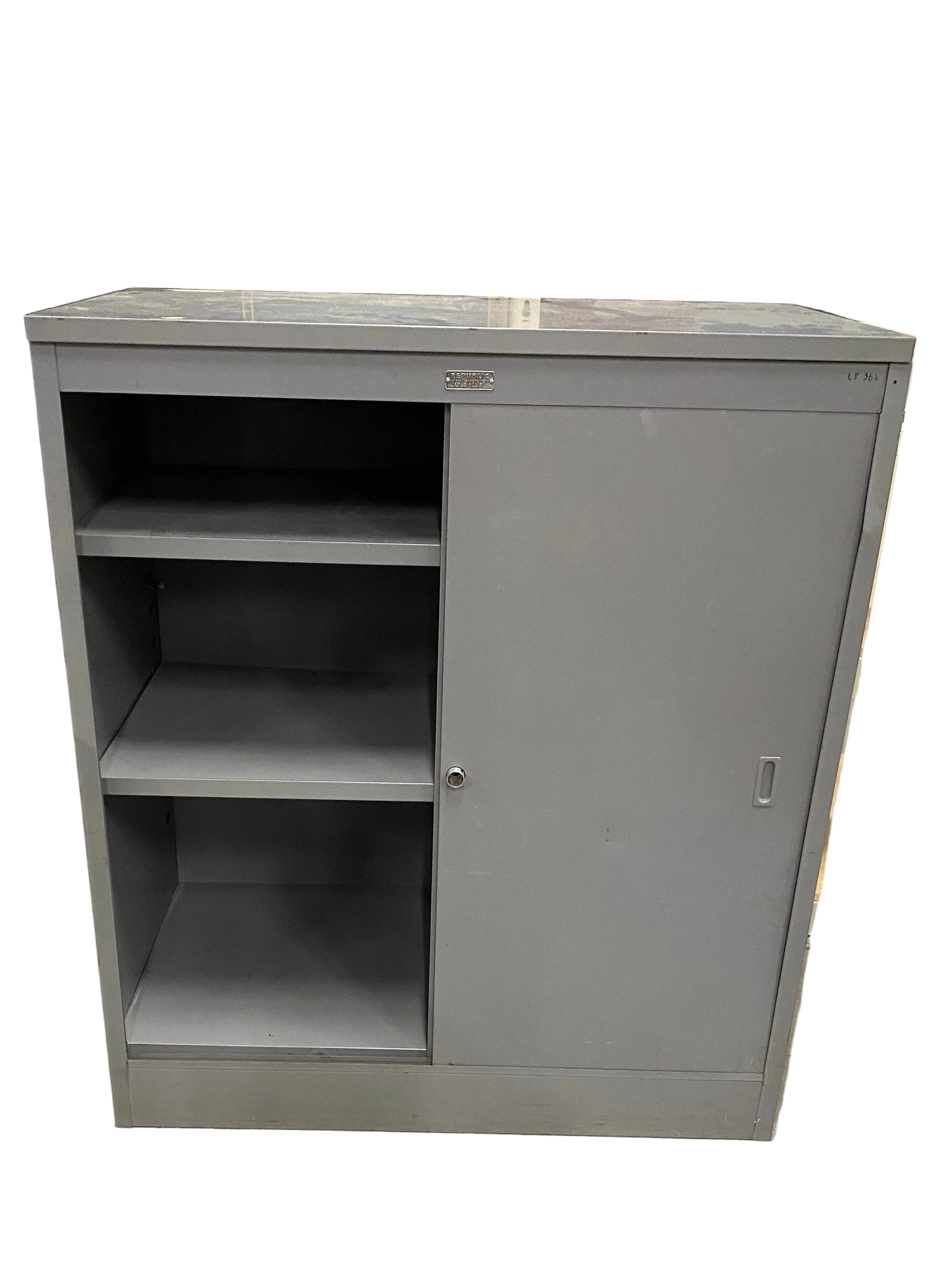 Republic Steel Dark Grey 3 Tier Sliding Door Cabinet