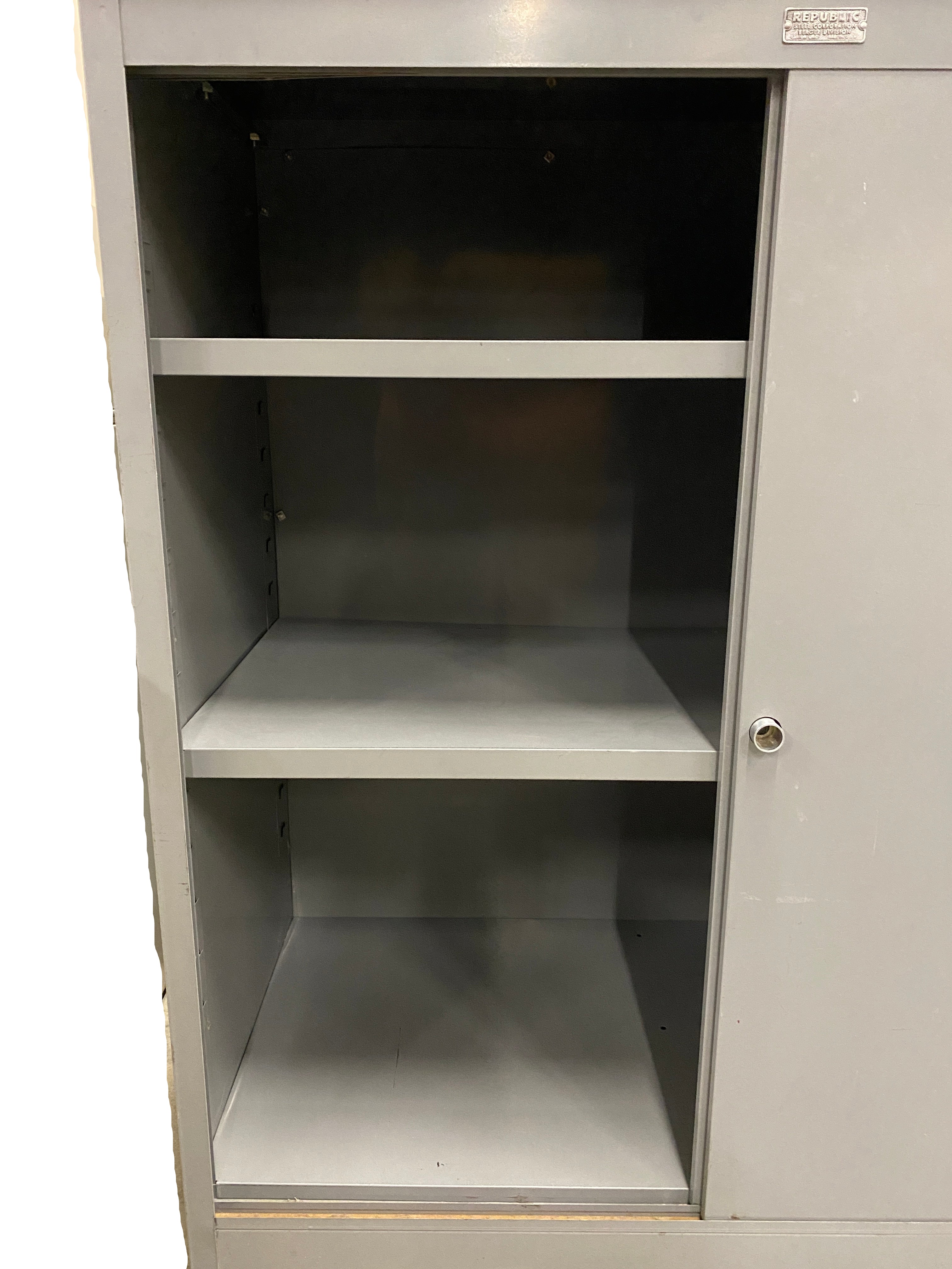 Republic Steel Dark Grey 3 Tier Sliding Door Cabinet
