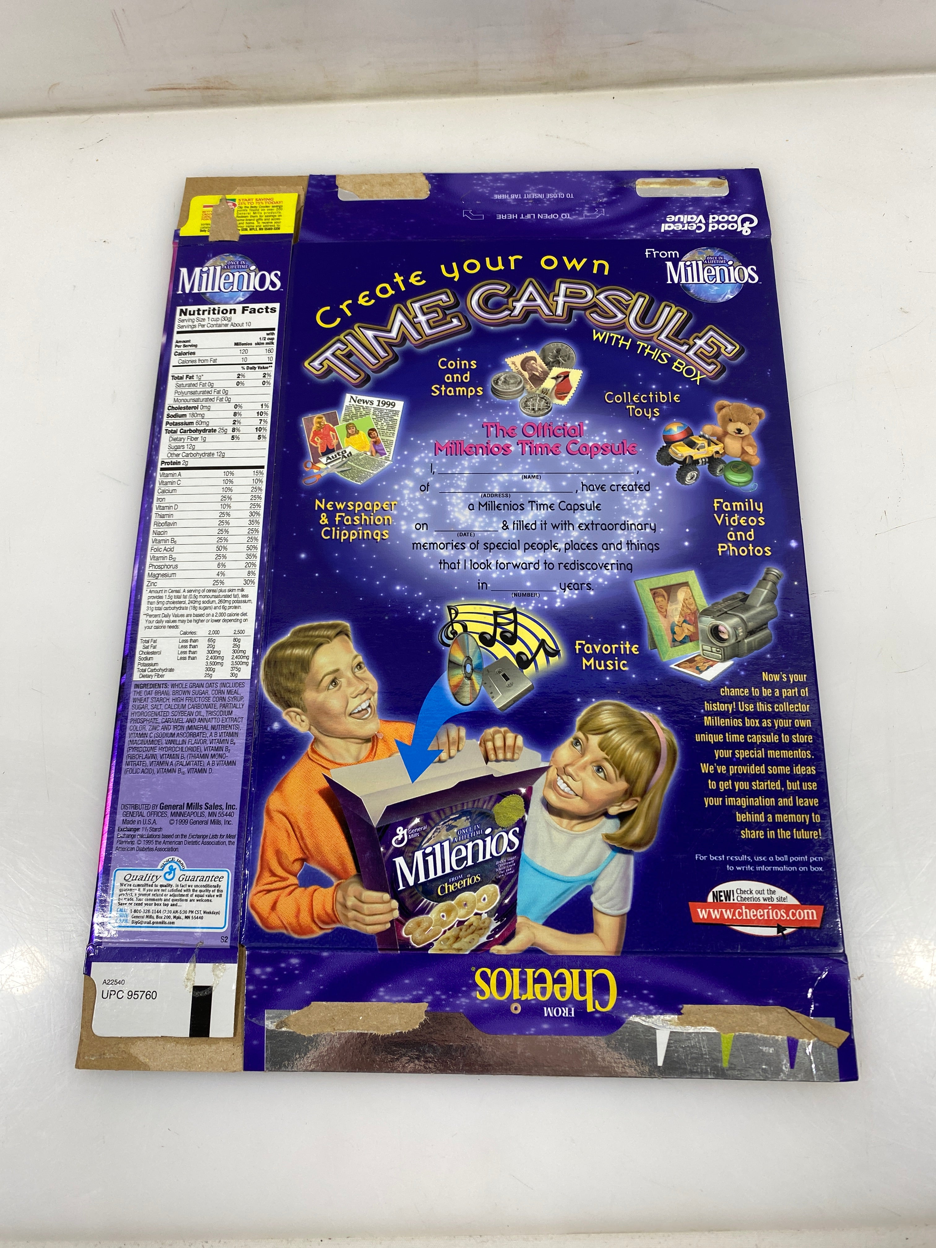 General Mills Limited Edition Millenios Cheerios Empty Cereal Box