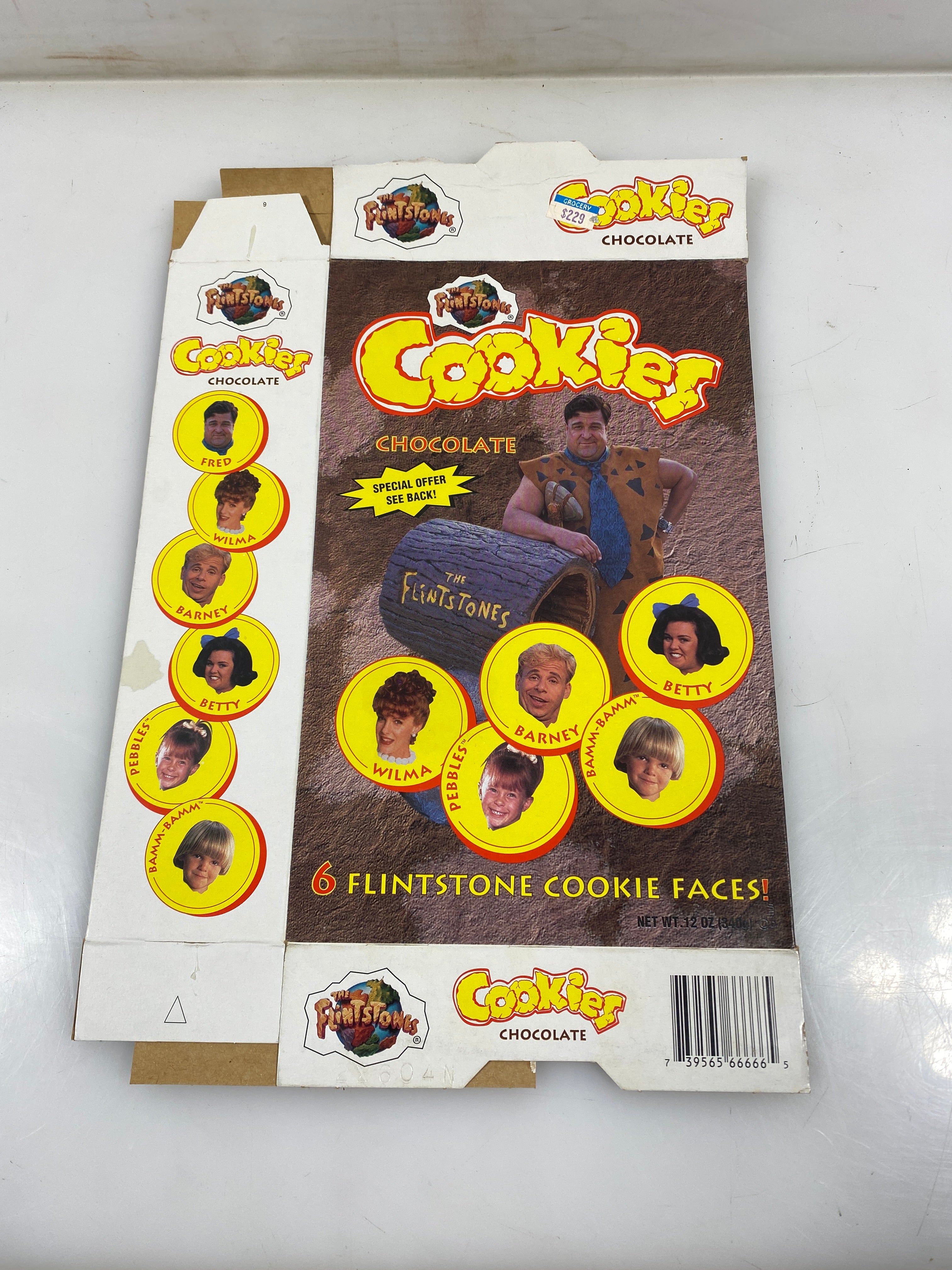 The Flintstones Chocolate Cookies Empty Cereal Box