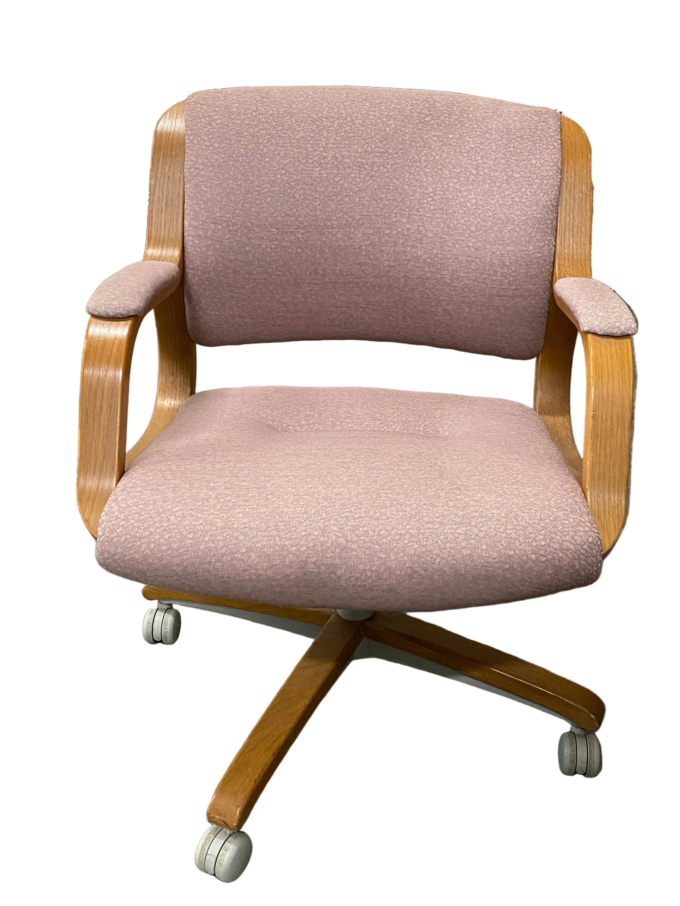 Steelcase Wooden Red Upholstered Office Chair