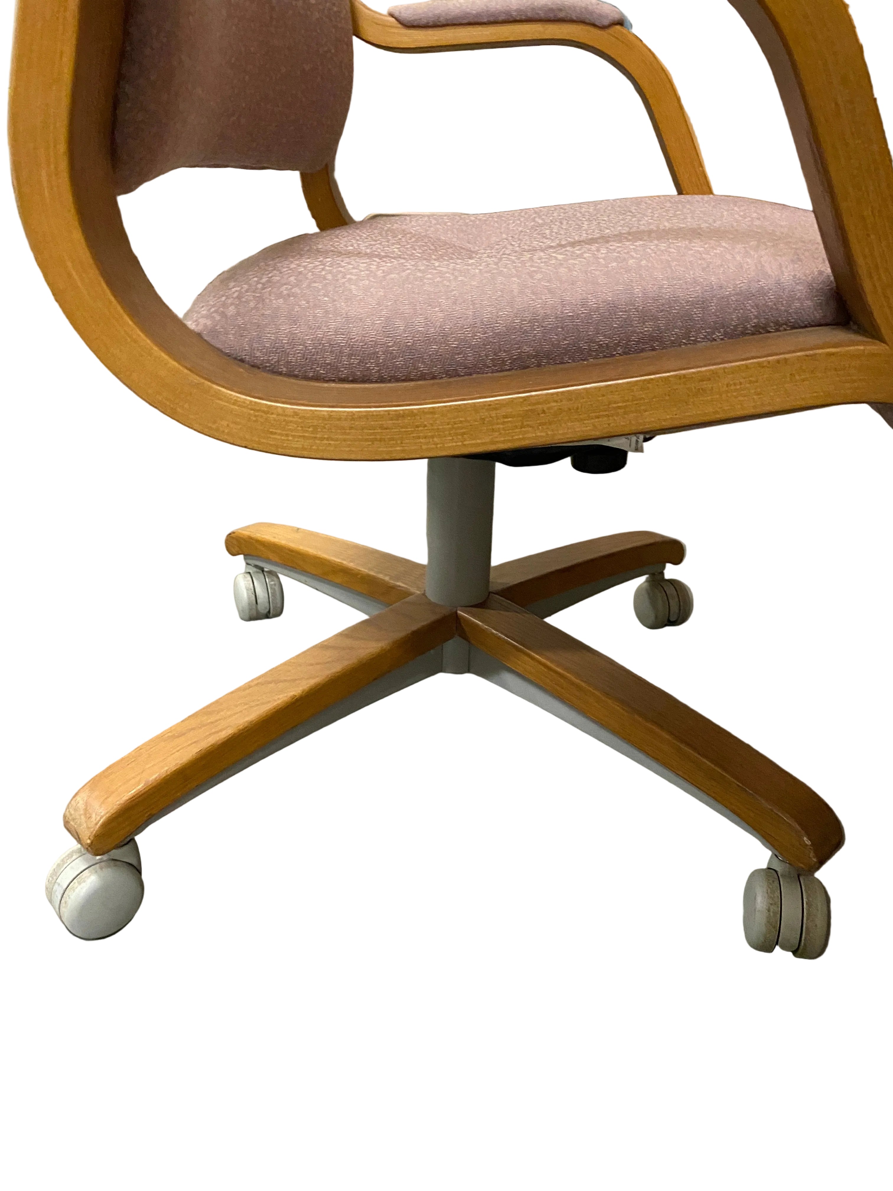 Steelcase Wooden Red Upholstered Office Chair