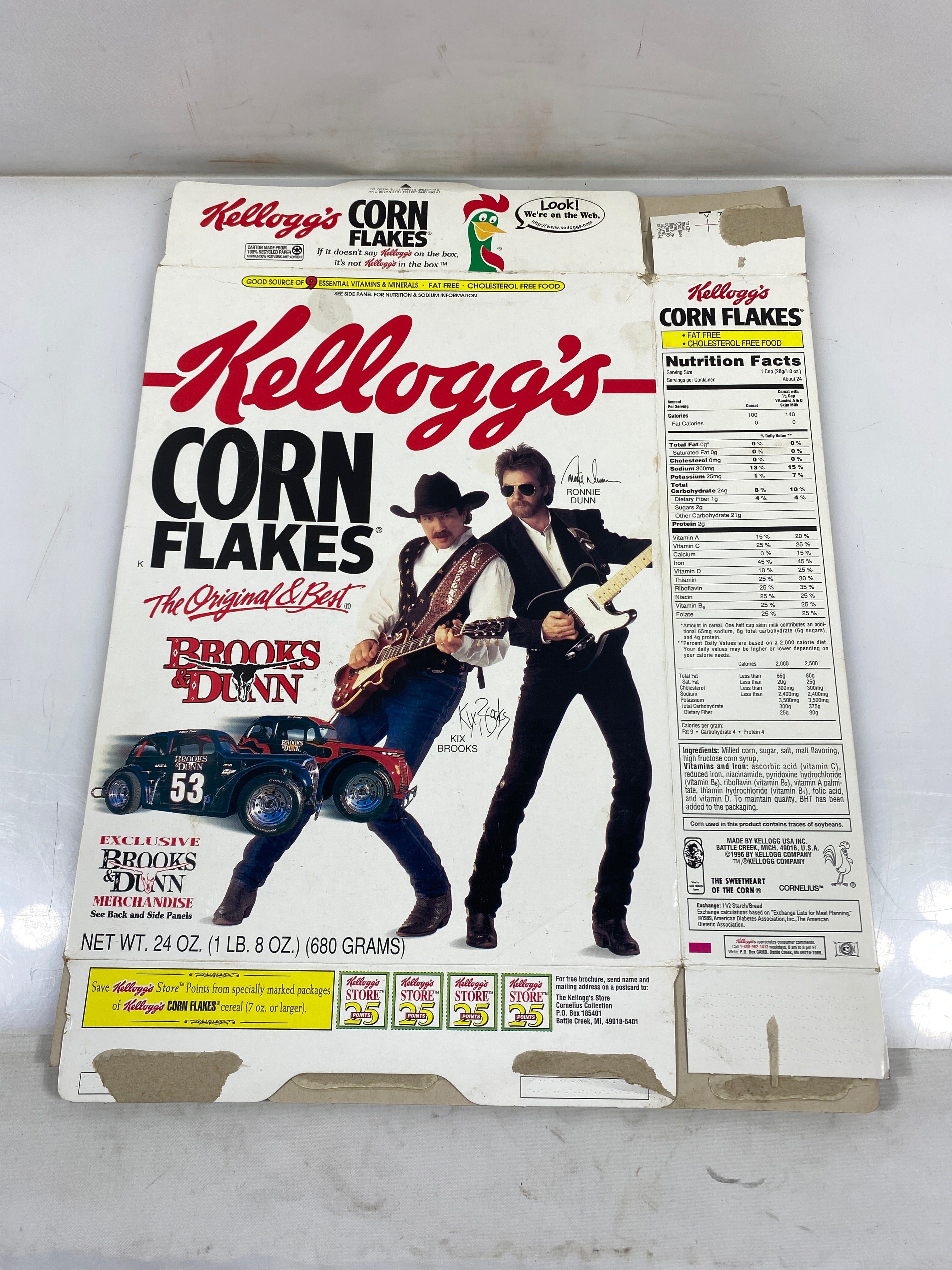 Kellogg's Corn Flakes with Brooks & Dunn Empty Cereal Box
