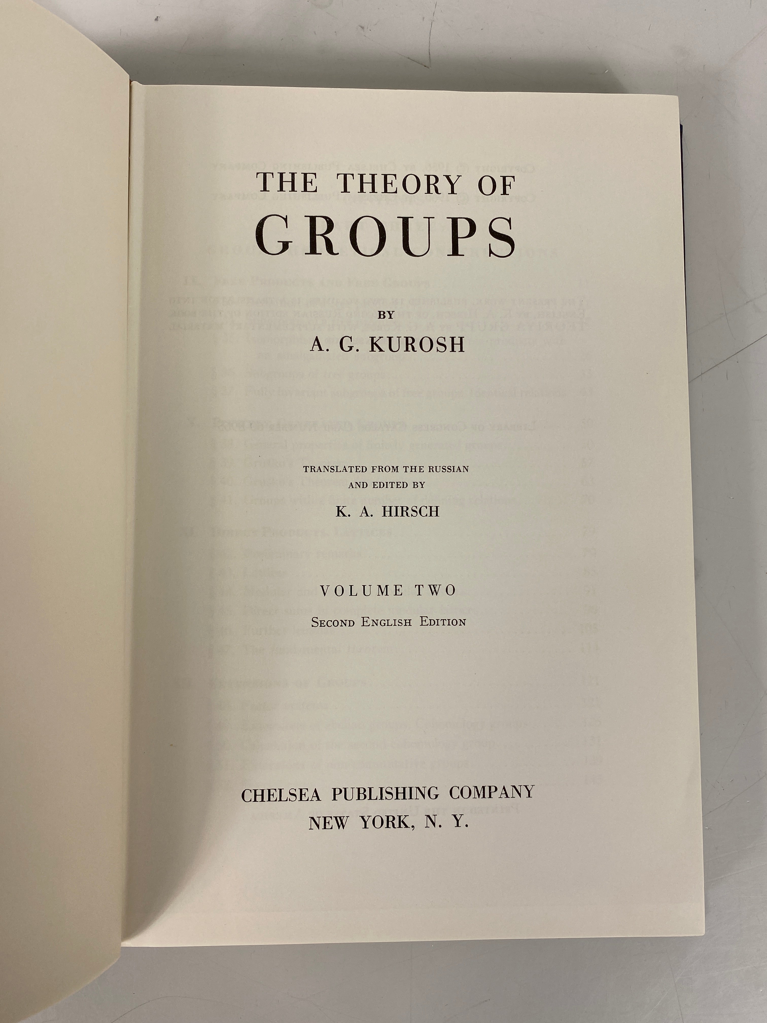 The Theory of Groups Volume 2 by Kurosh 1960 2nd English Edition HC