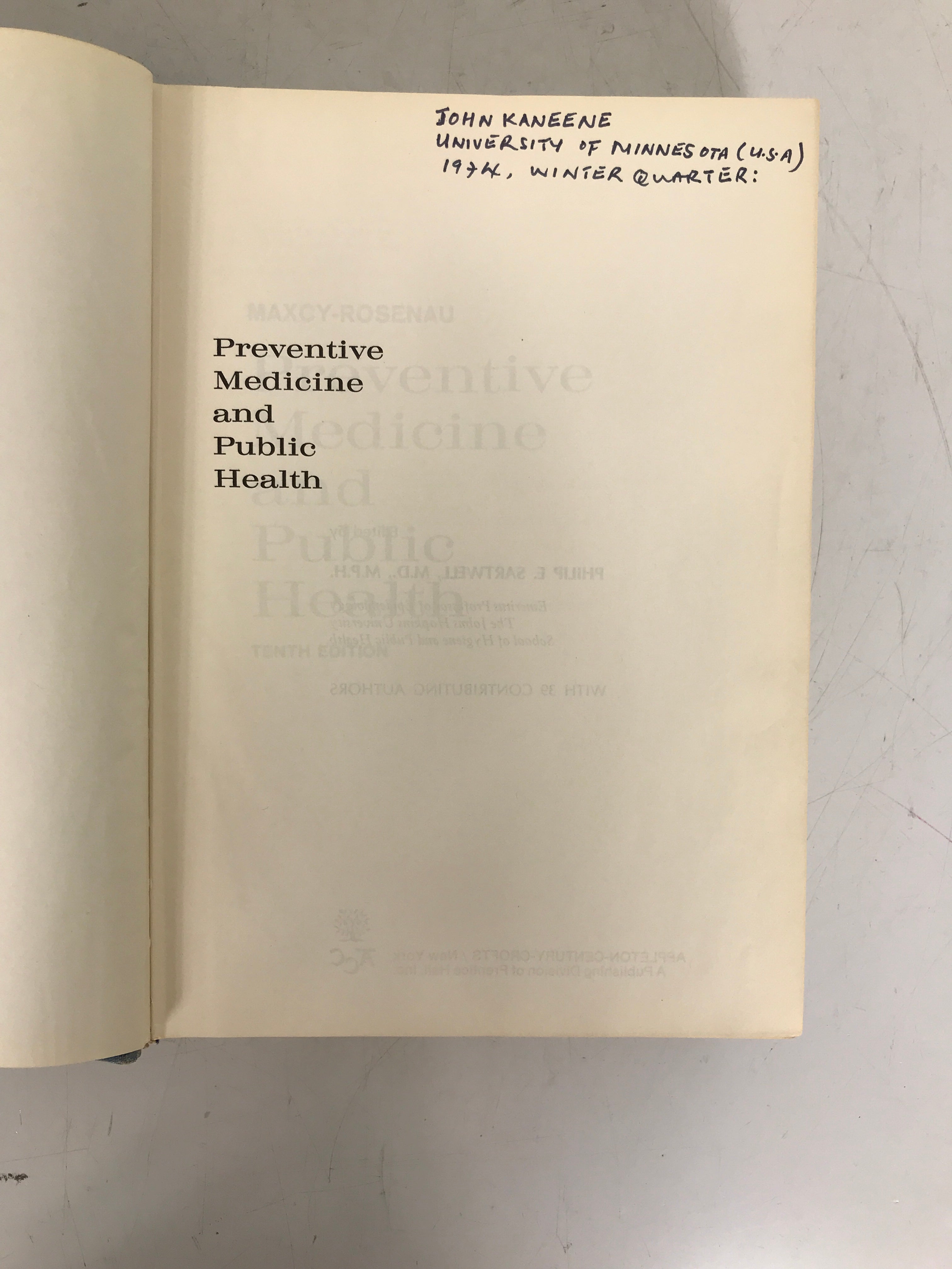 Maxcy-Rosenau Preventive Medicine and Public Health 10th Ed 1973 HC