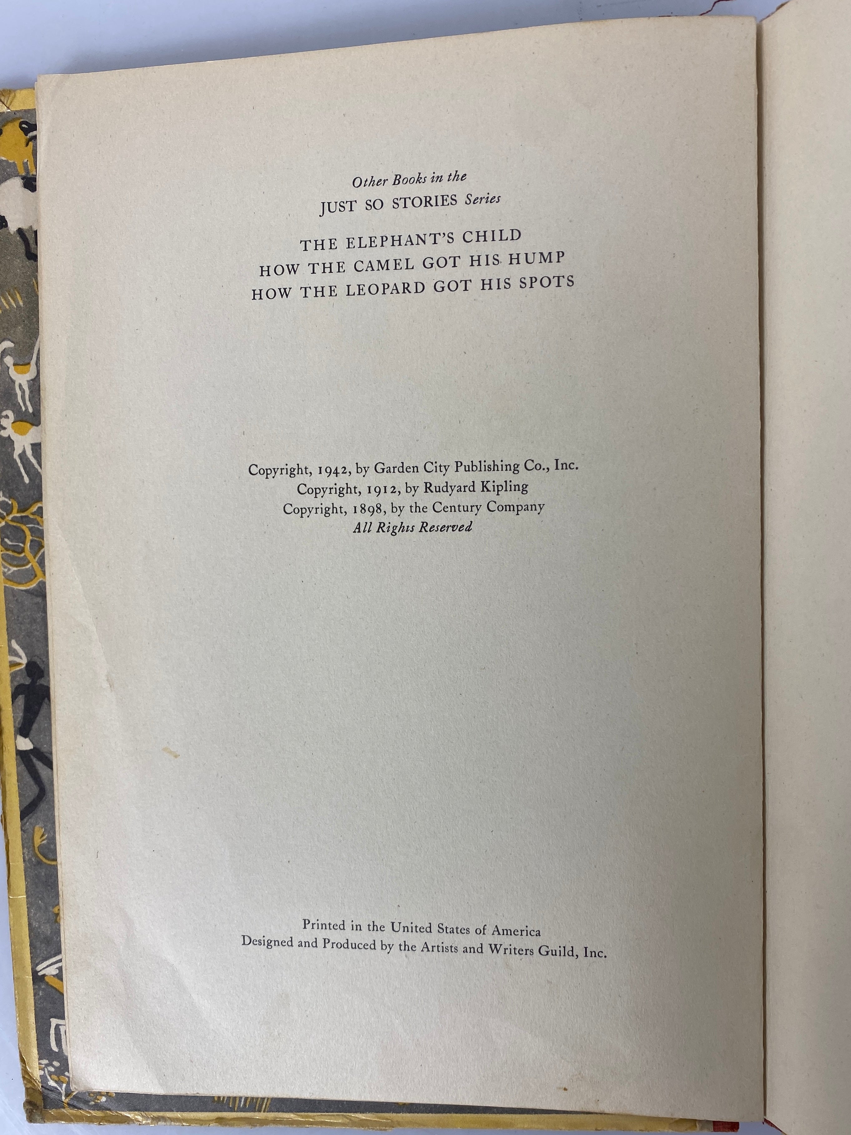 How the Rhinoceros Got His Skin Rudyard Kipling 1942 Vintage HC