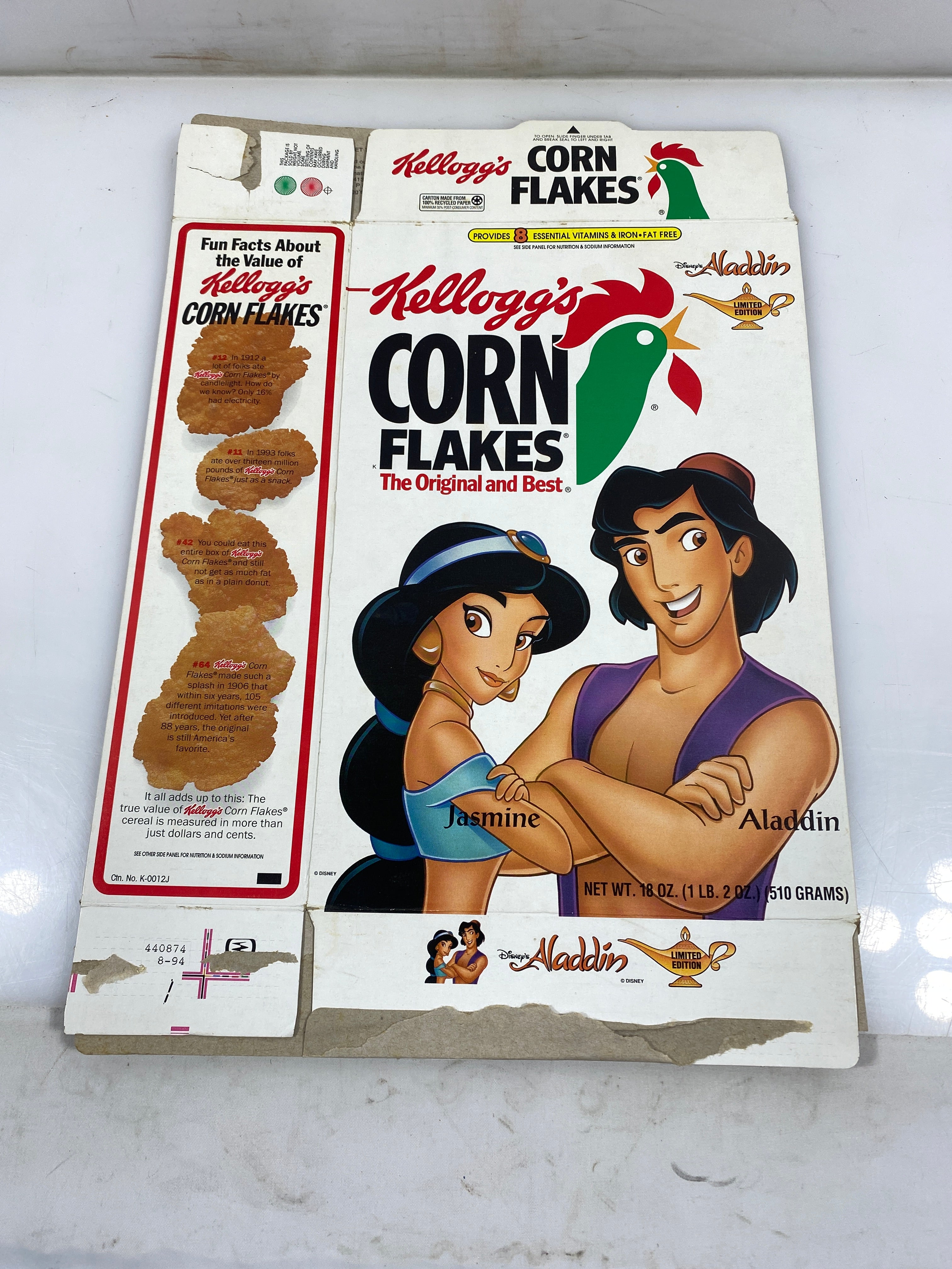 Kellogg's Corn Flakes Limited Edition Disney Aladdin Empty Cereal Box