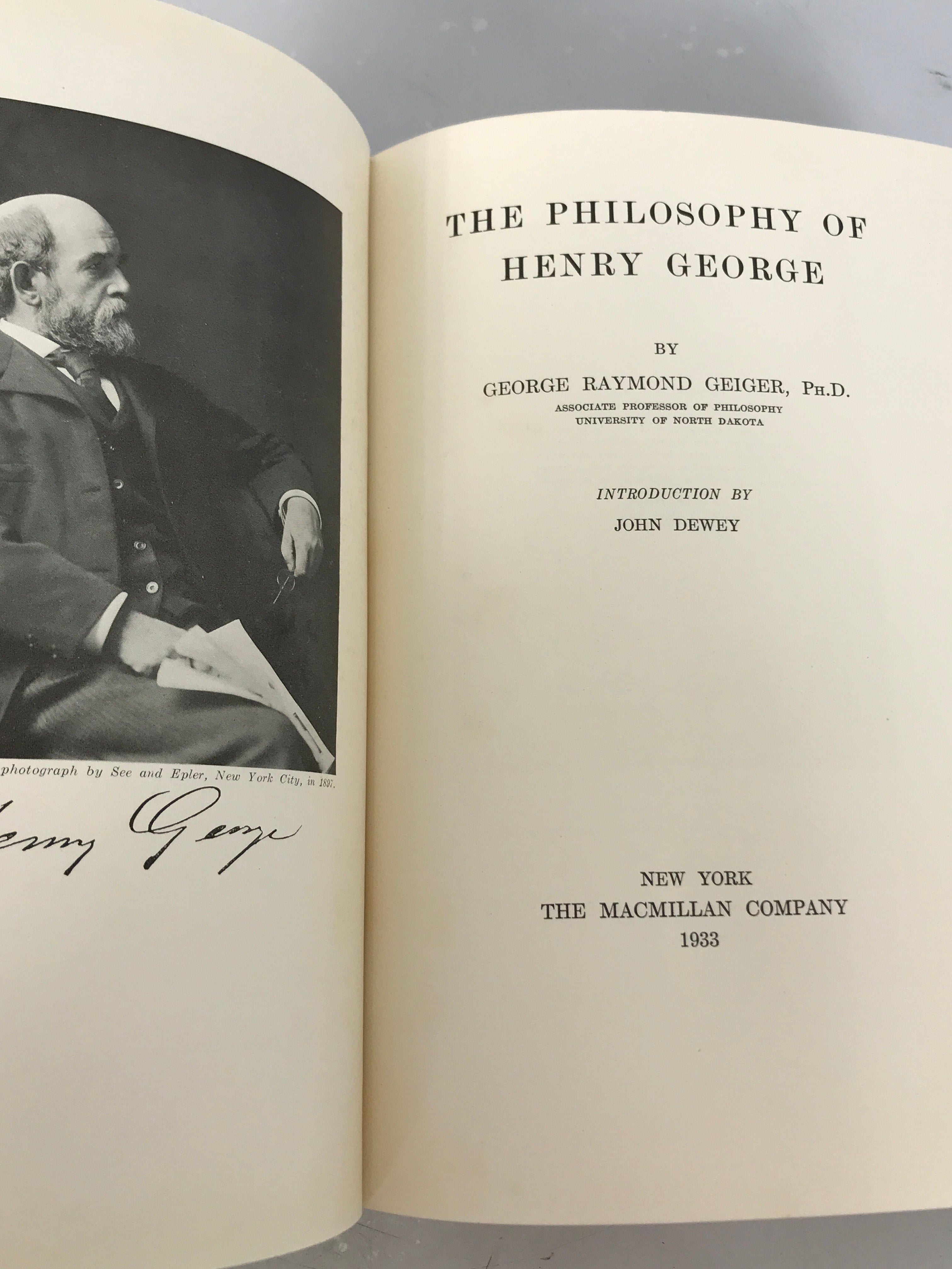 The Philosophy of Henry George by George Geiger Signed First Edition 1933 HC DJ