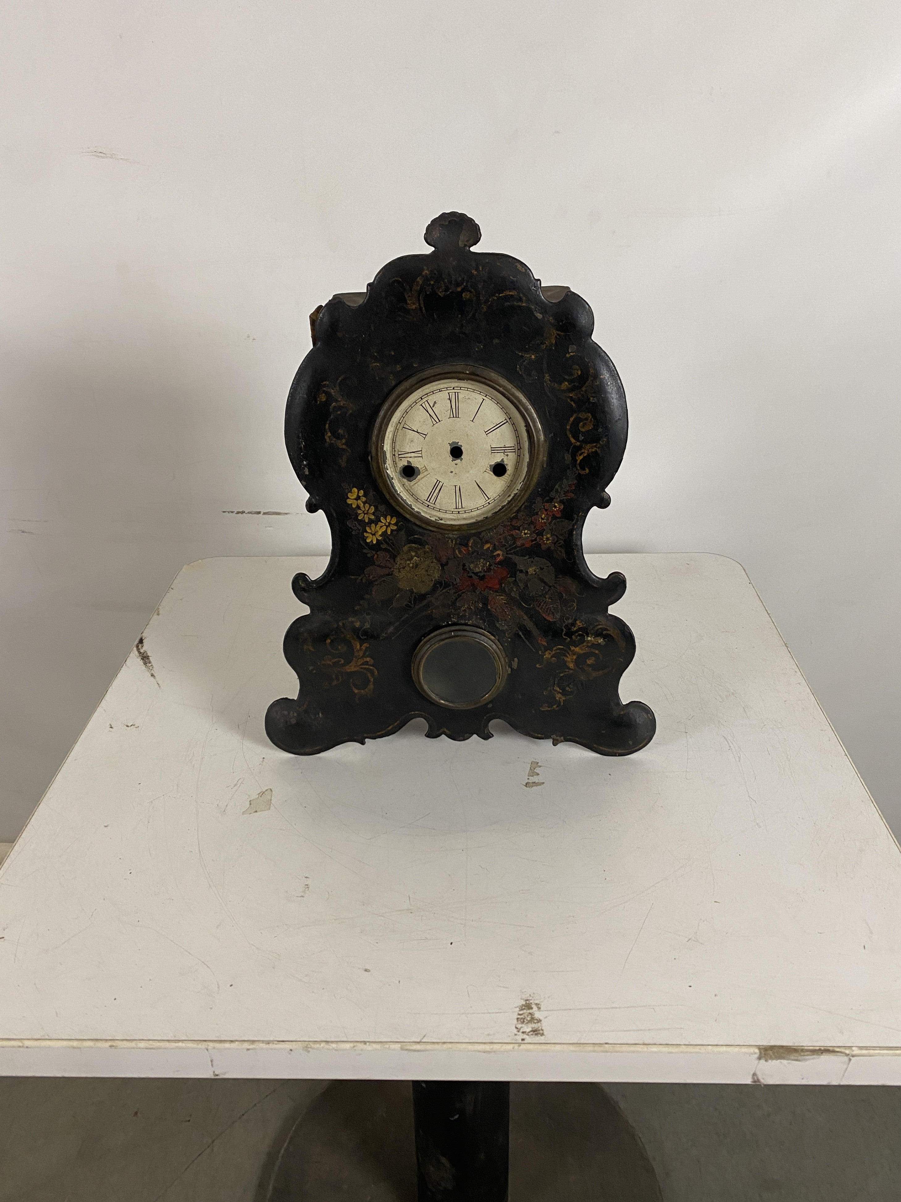 Antique Floral Designed Mantel Clock