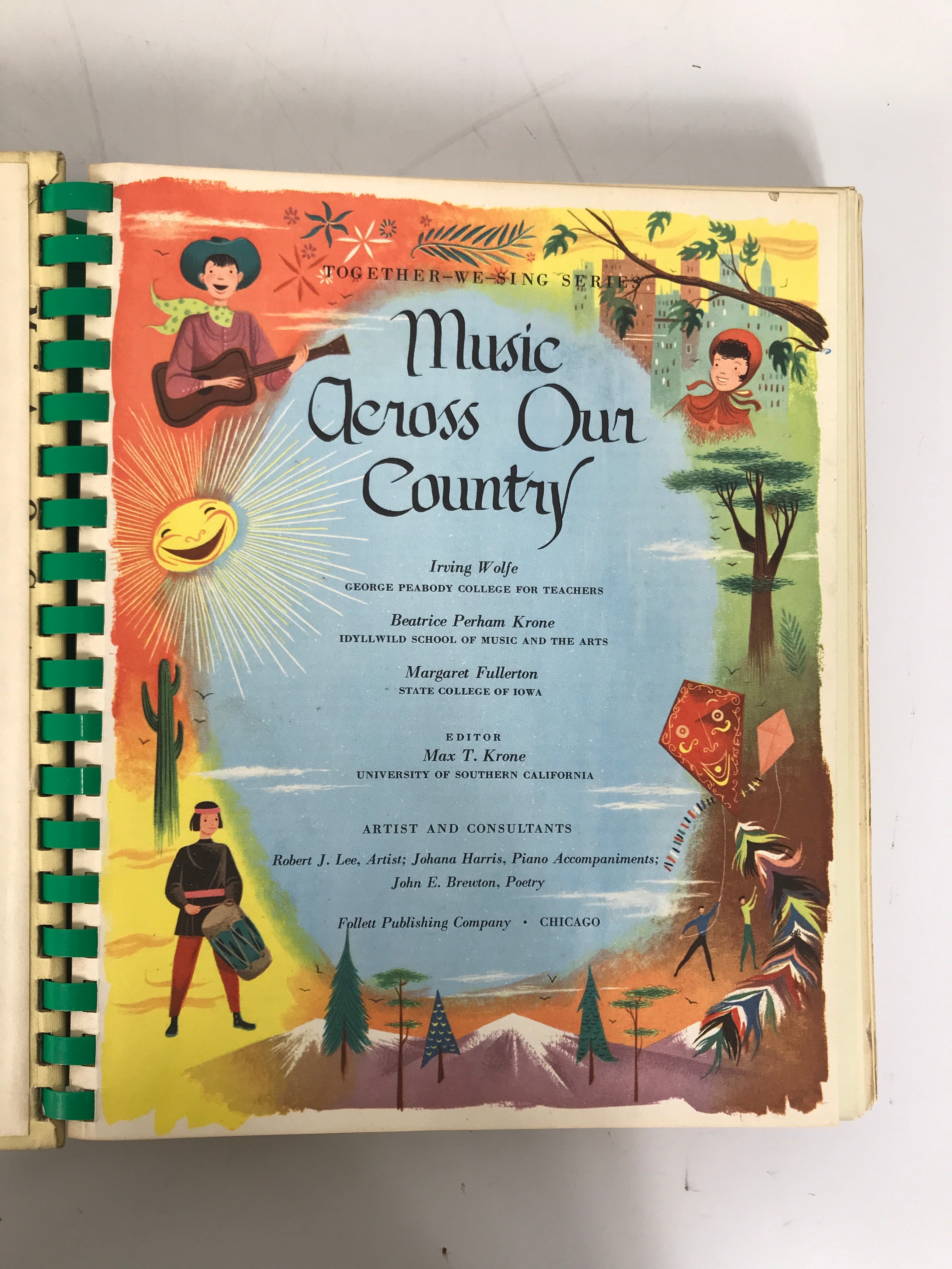 2 Teacher's Ed Music Books (1963) Through the Year/Across Our Country Spiral HC