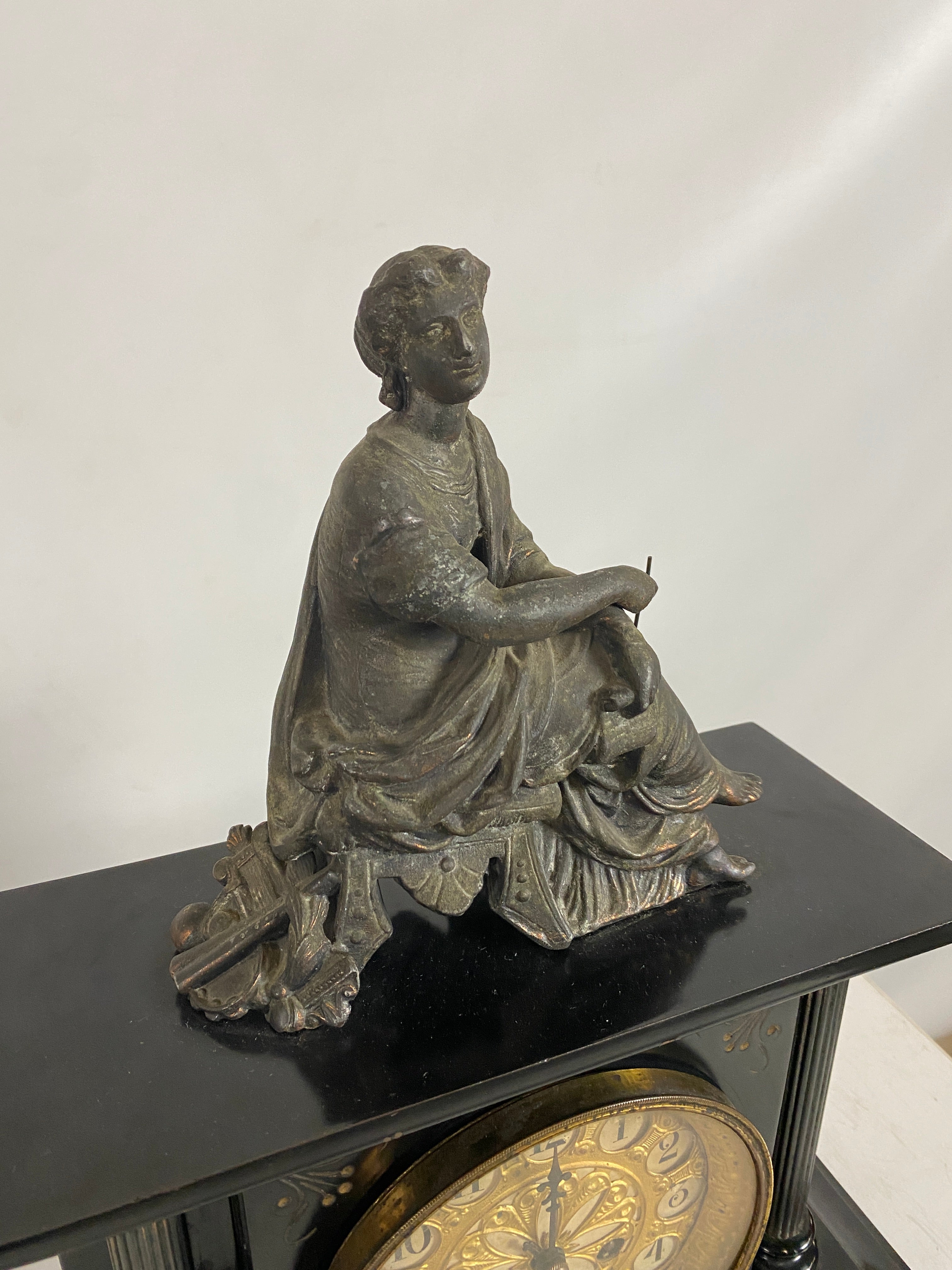 Antique Sessions Victorian Mantel Column Parlor Clock