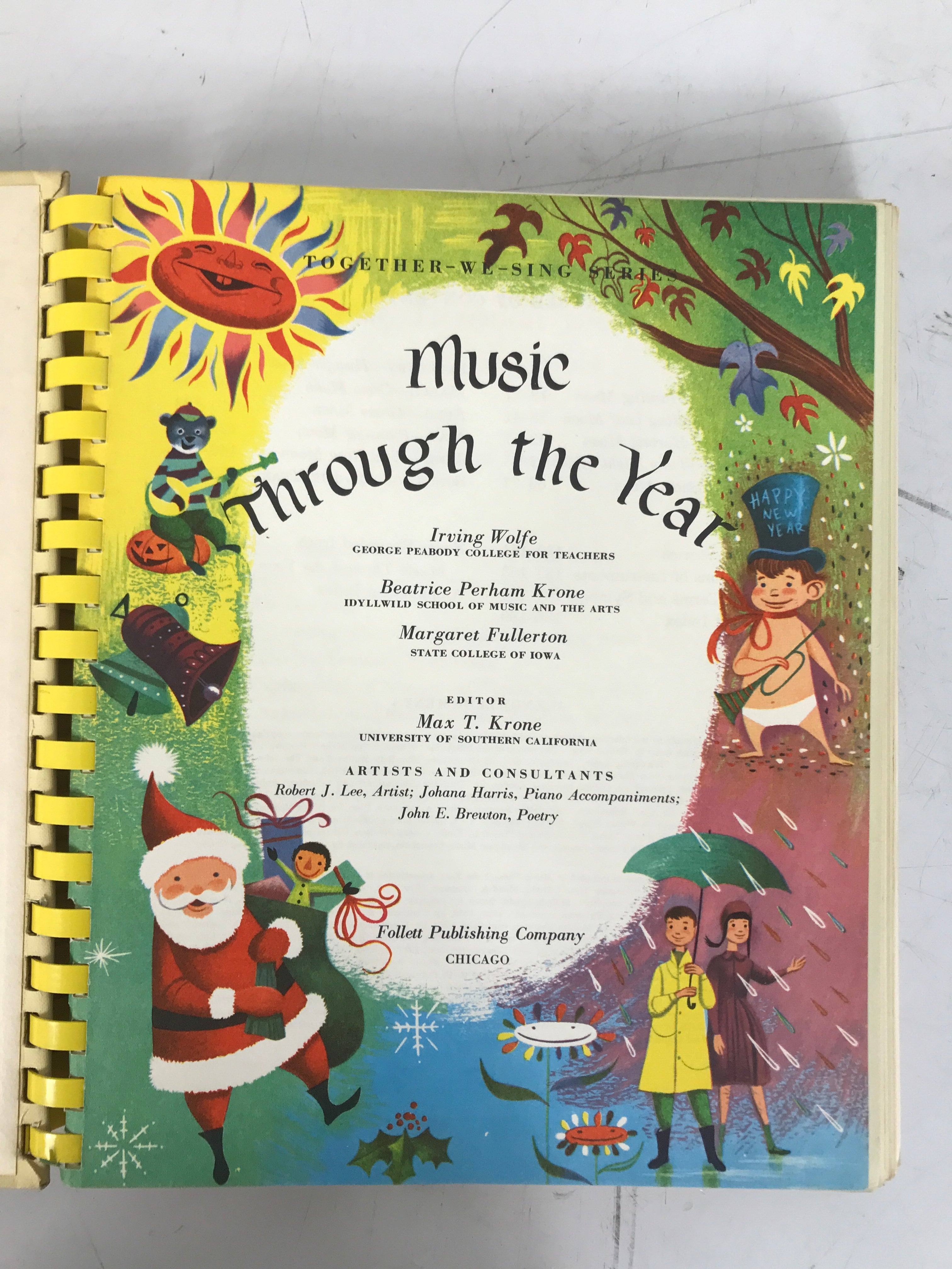 2 Teacher's Ed Music Books (1963) Through the Year/Across Our Country Spiral HC