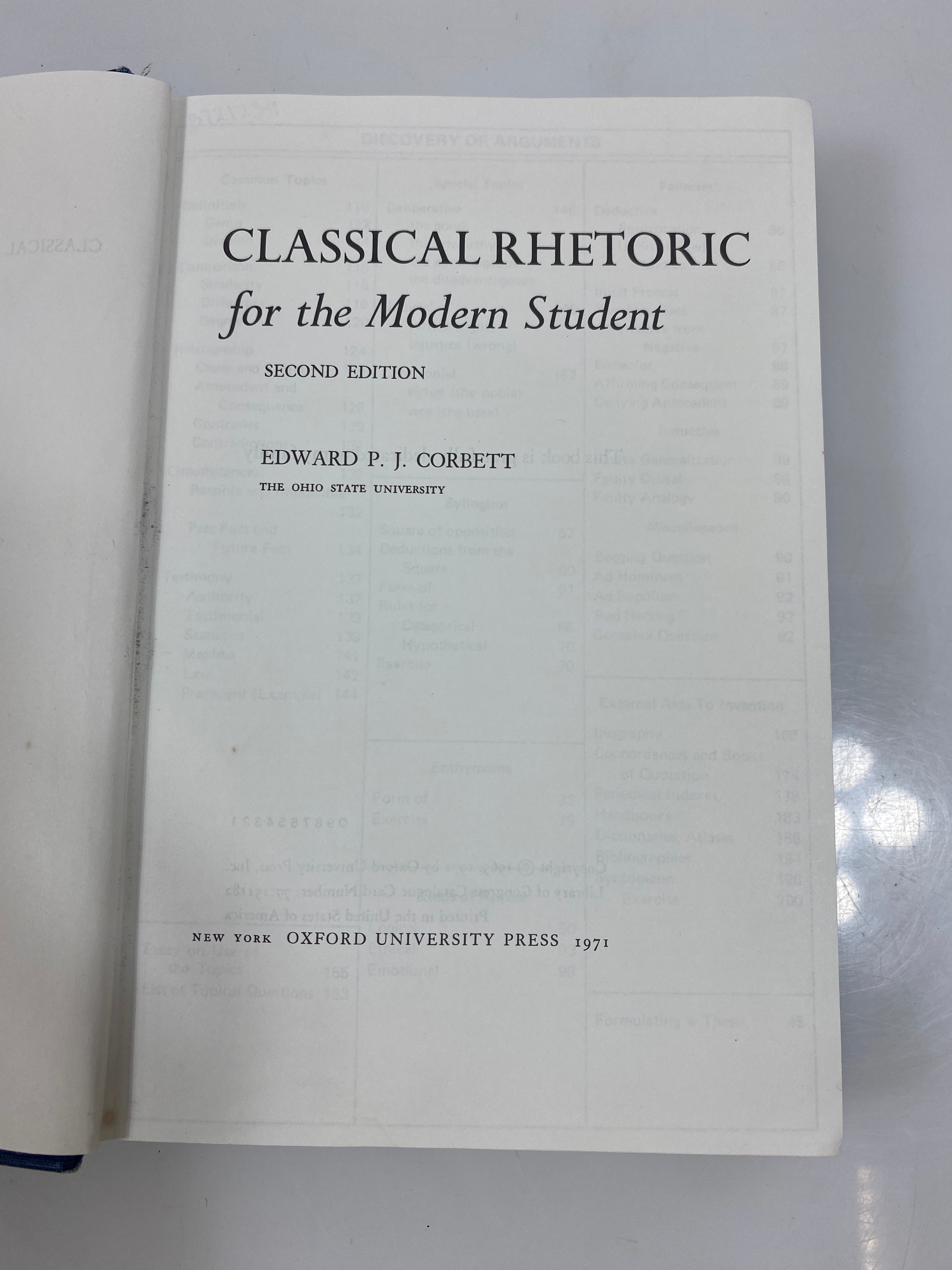 Classical Rhetoric for the Modern Student by Corbett Ex-library 1971 HC