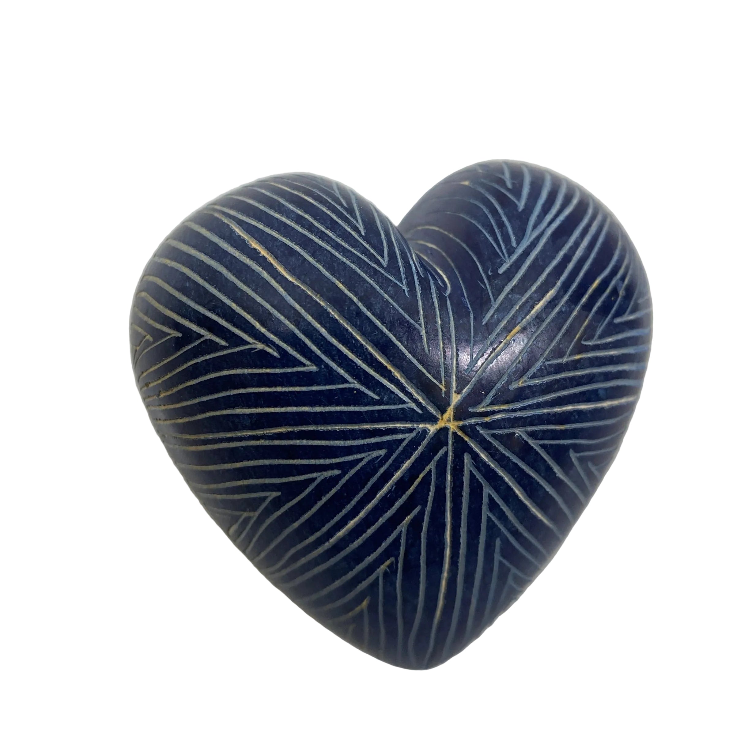 Blue Ceramic Heart w/ Incised Gold Line Design – Home Decor
