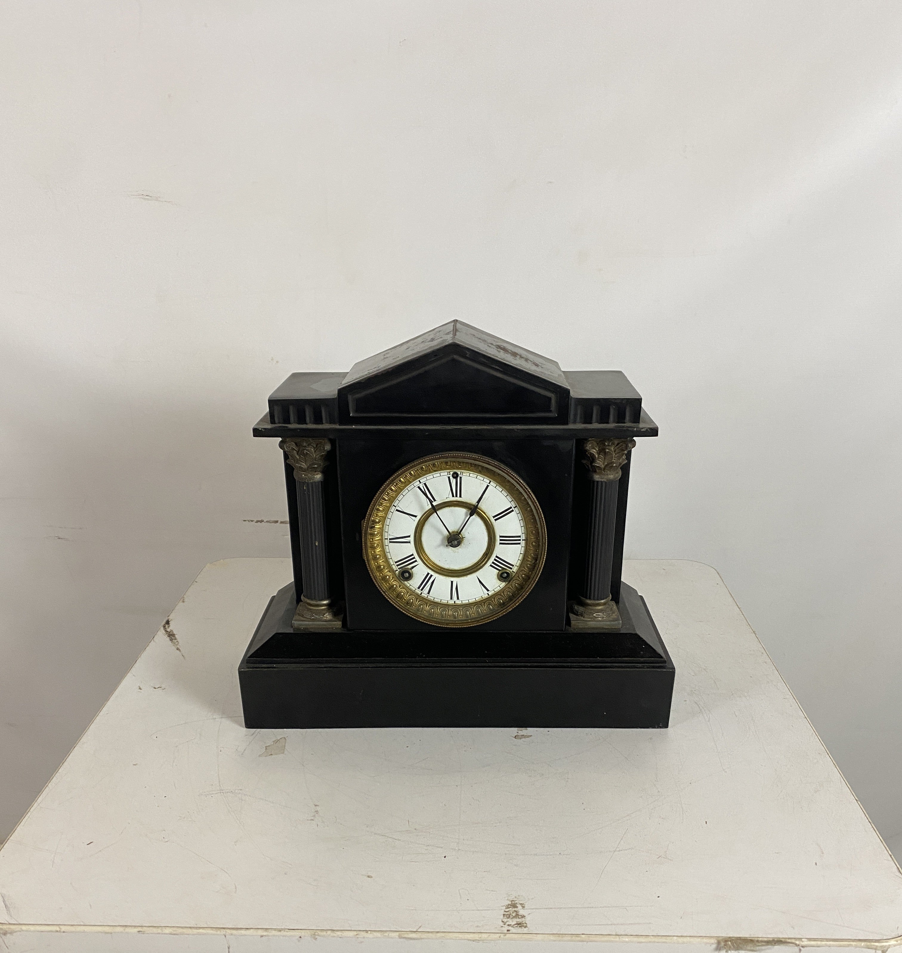Ansonia Cast Iron Cased Column Mantel Clock